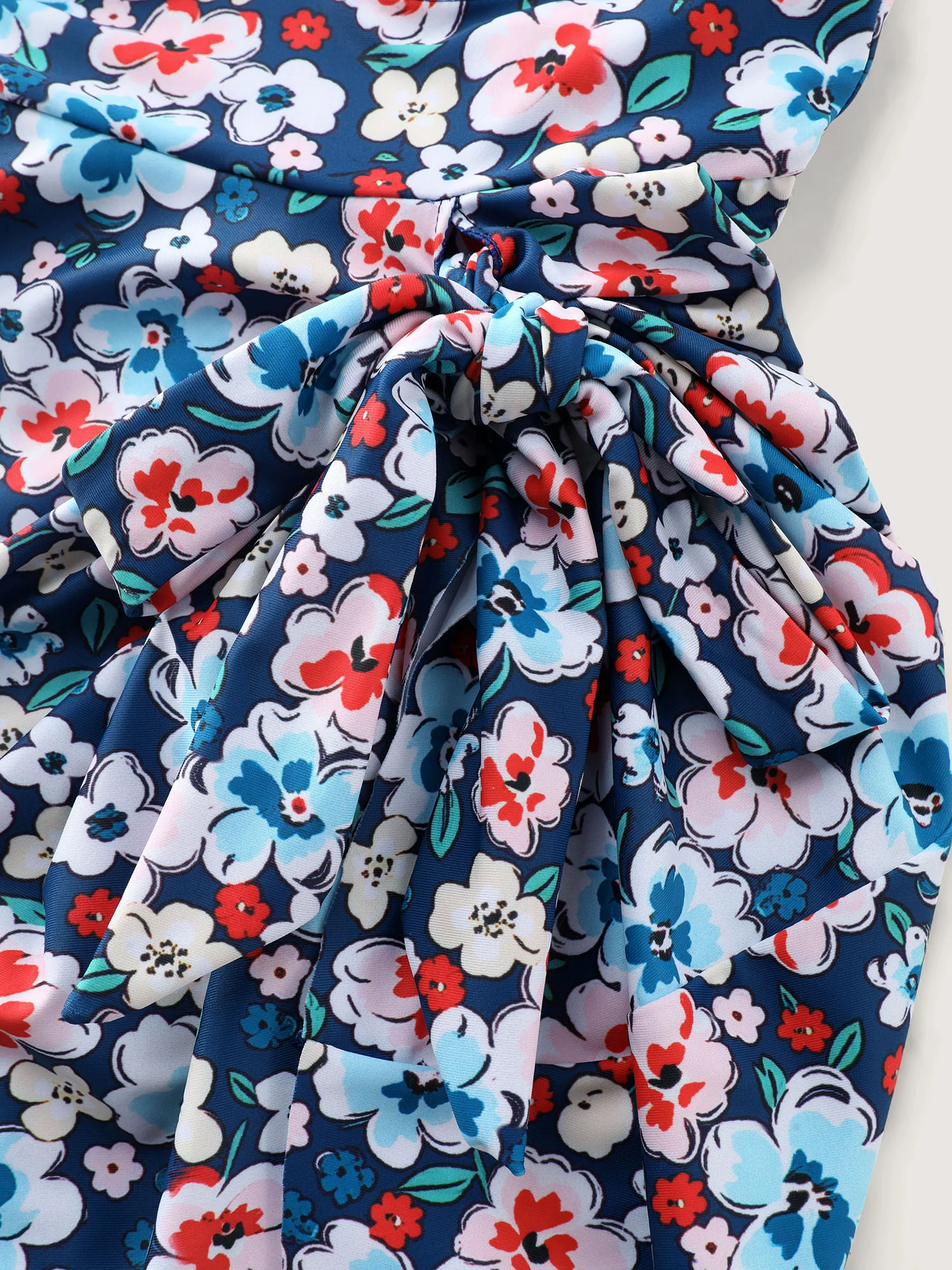 Floral Print Arc Hem Side Tie Swim Dress - Image 8