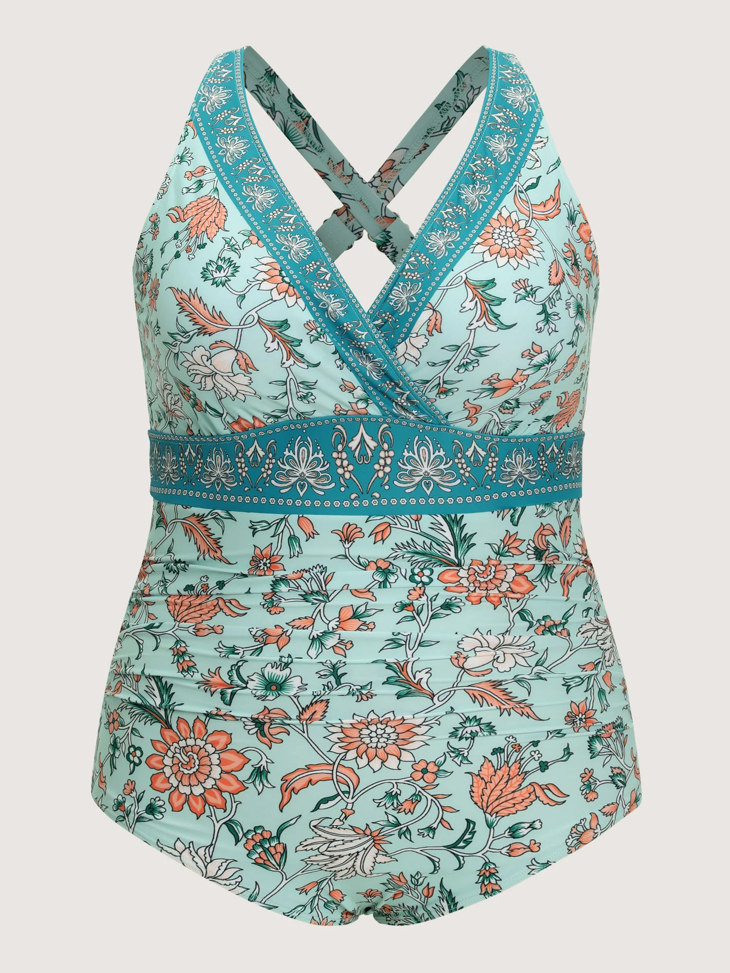 Floral Print Adjustable Tummy-Control One-Piece Swimsuit - Image 7