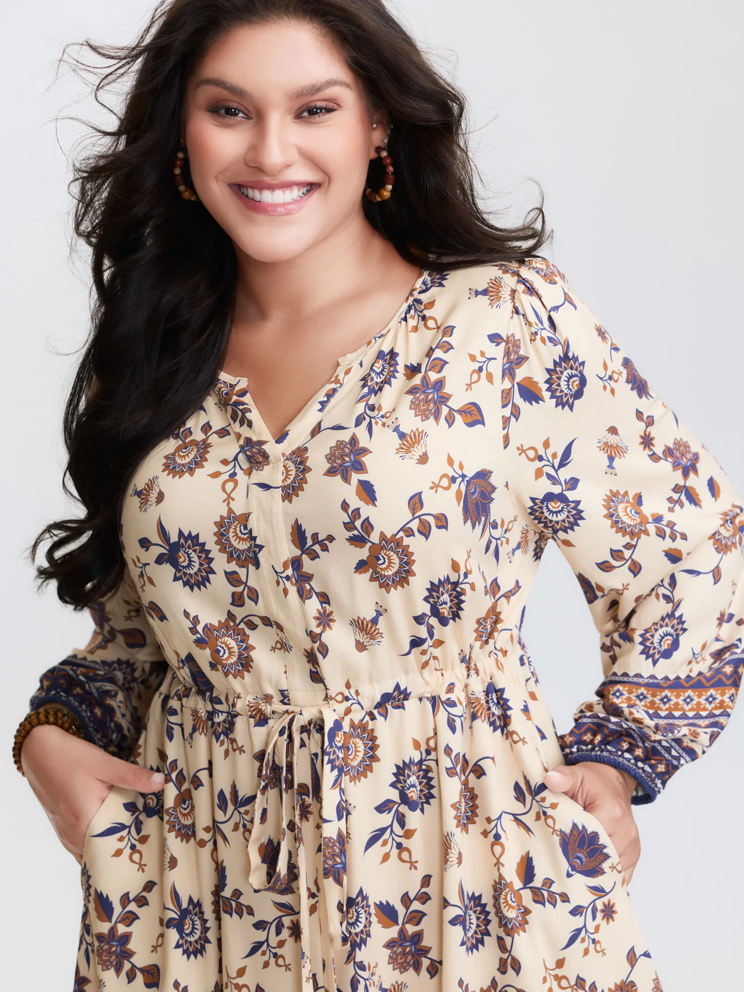 Floral Print Adjustable Waist Mini Dress - Image 3