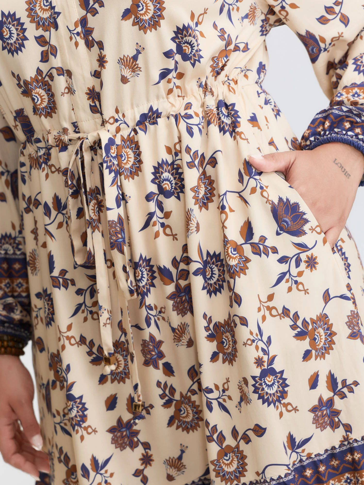 Floral Print Adjustable Waist Mini Dress - Image 4