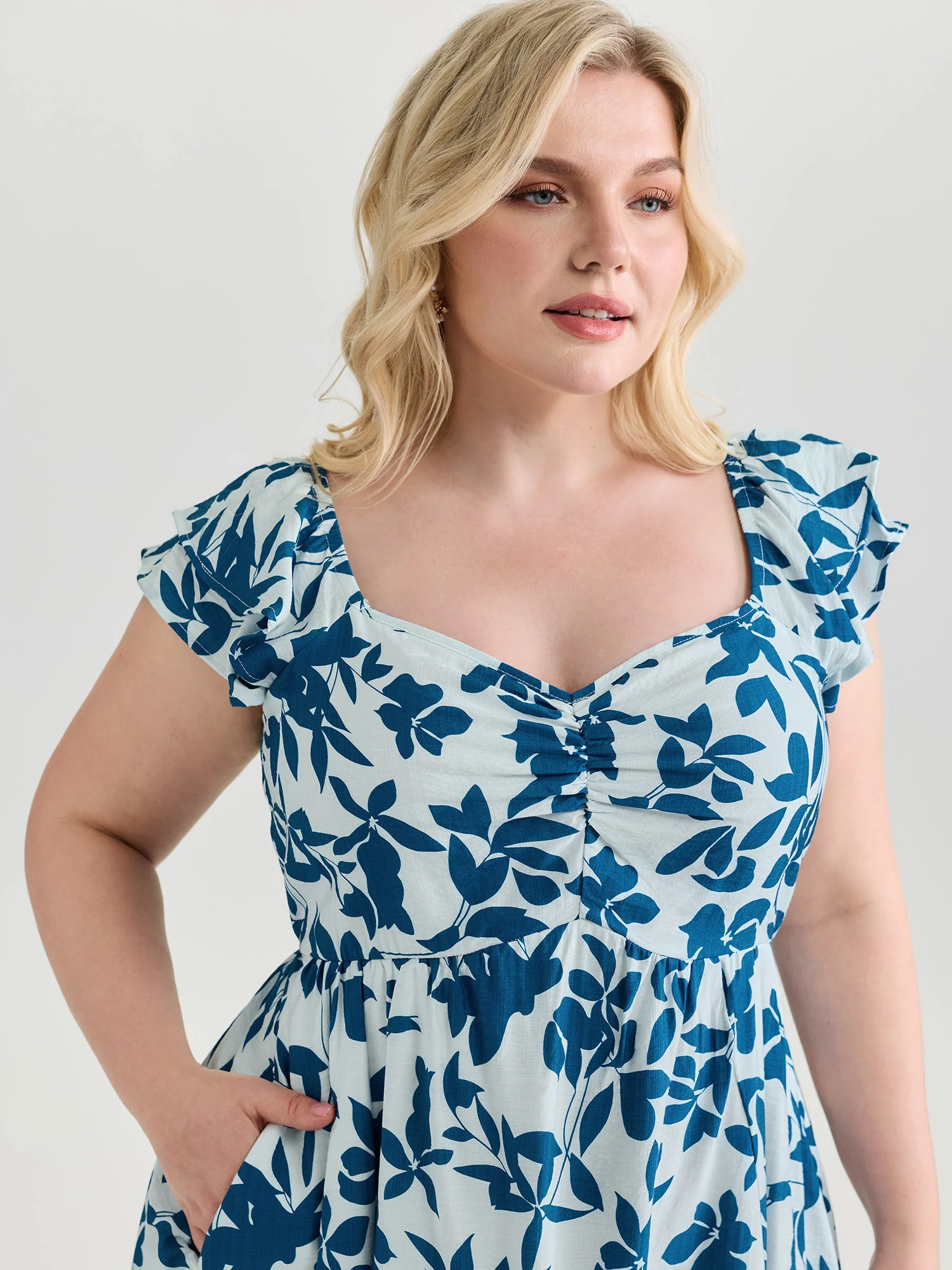 Floral Print Asymmetrical Hemline Maxi Dress - Image 2