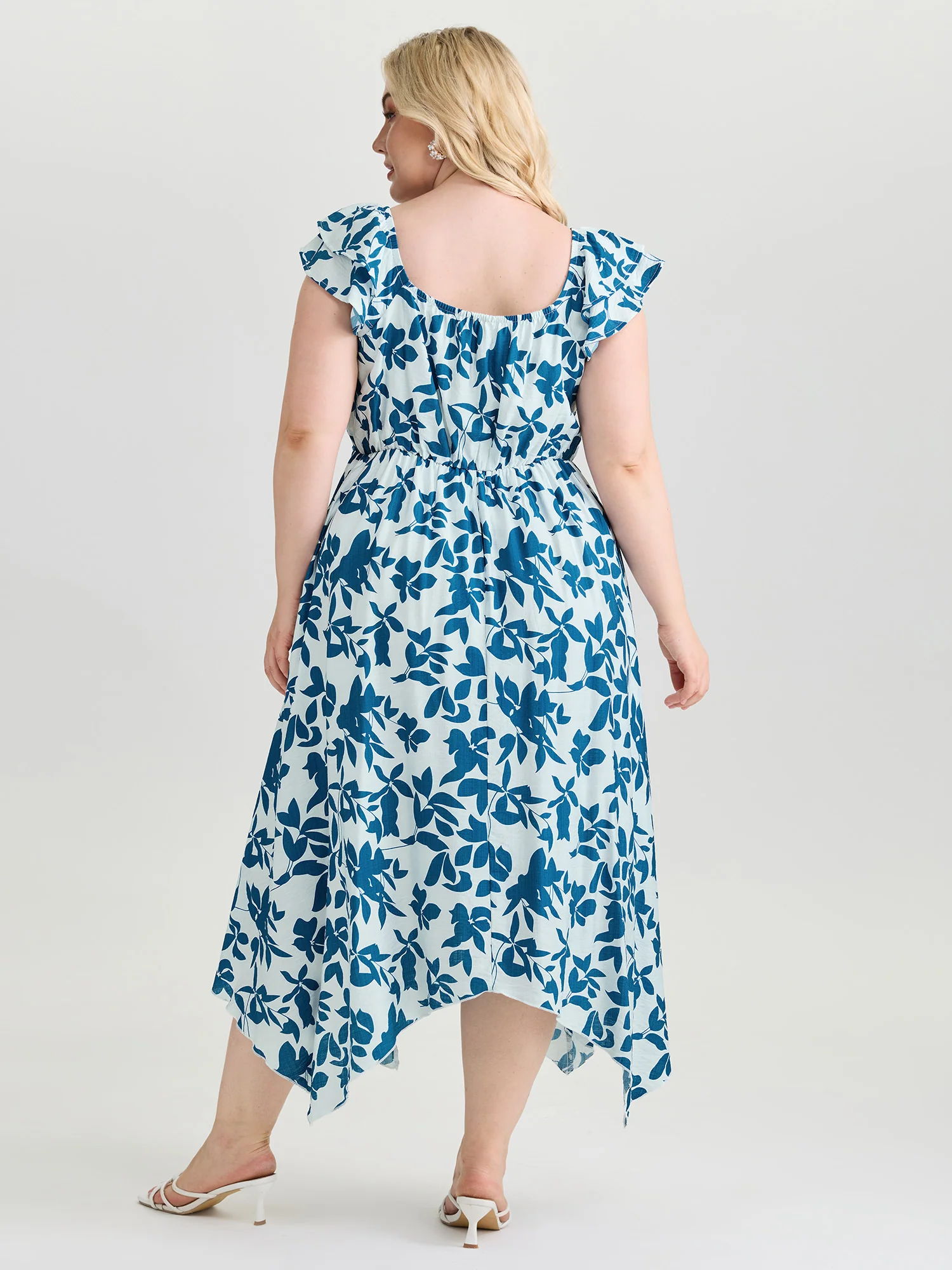 Floral Print Asymmetrical Hemline Maxi Dress - Image 4