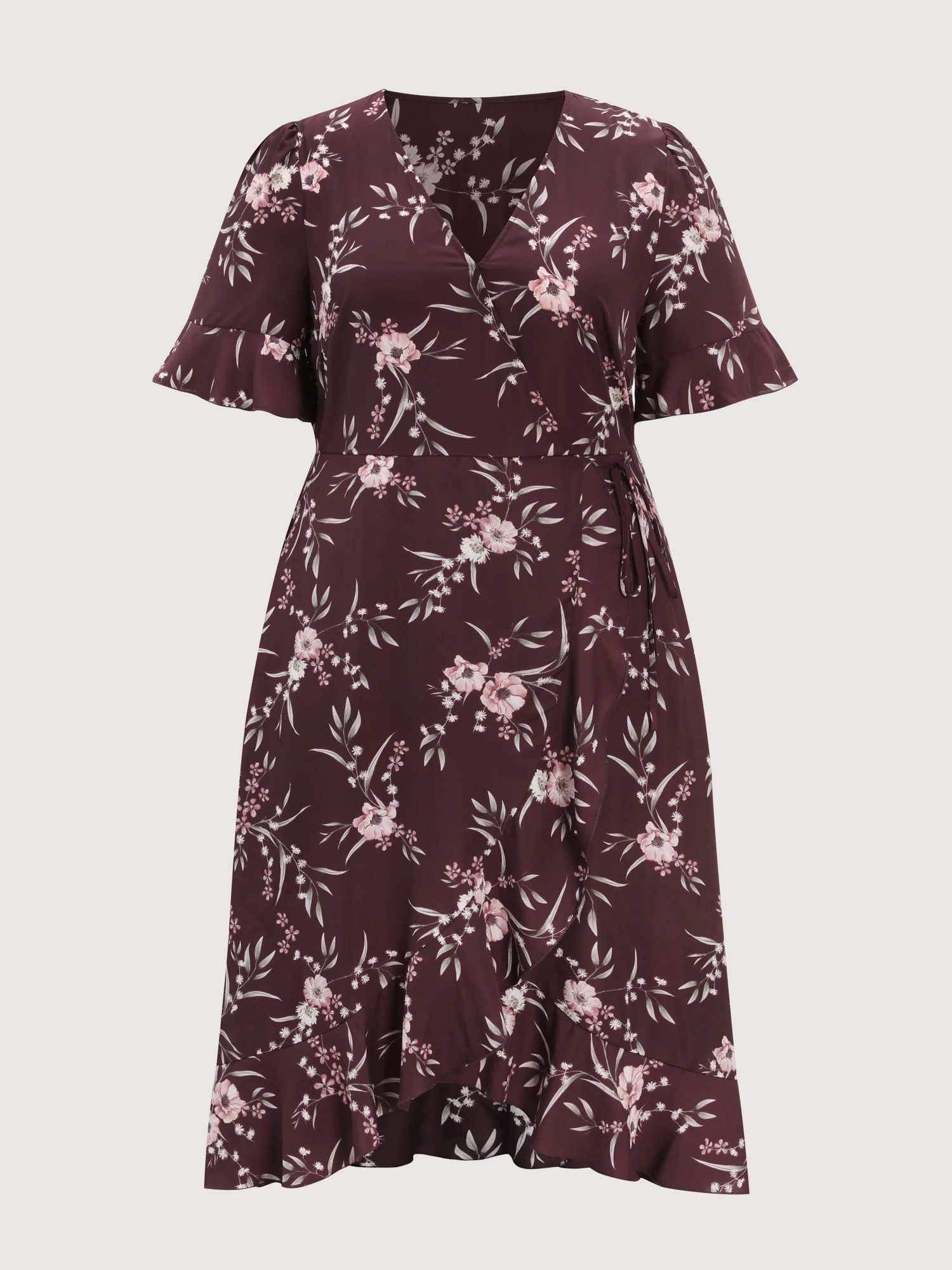 Floral Print Asymmetrical Hemline Midi Dress - Image 7
