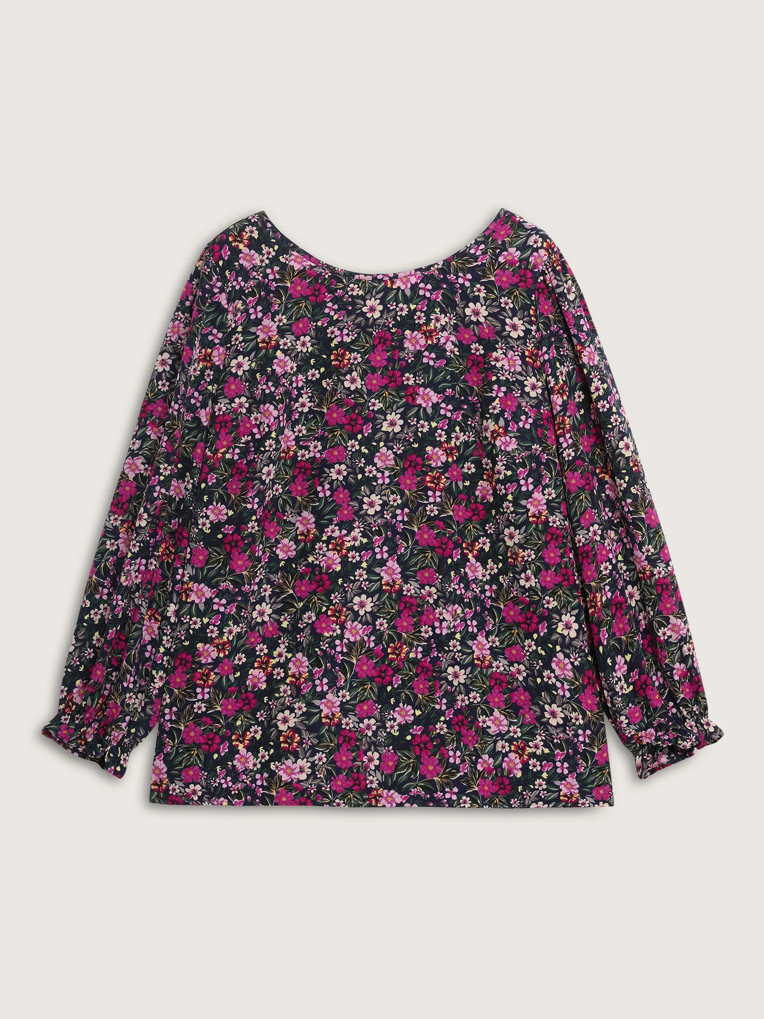 Floral Print Back Bowknot Blouse - Image 7
