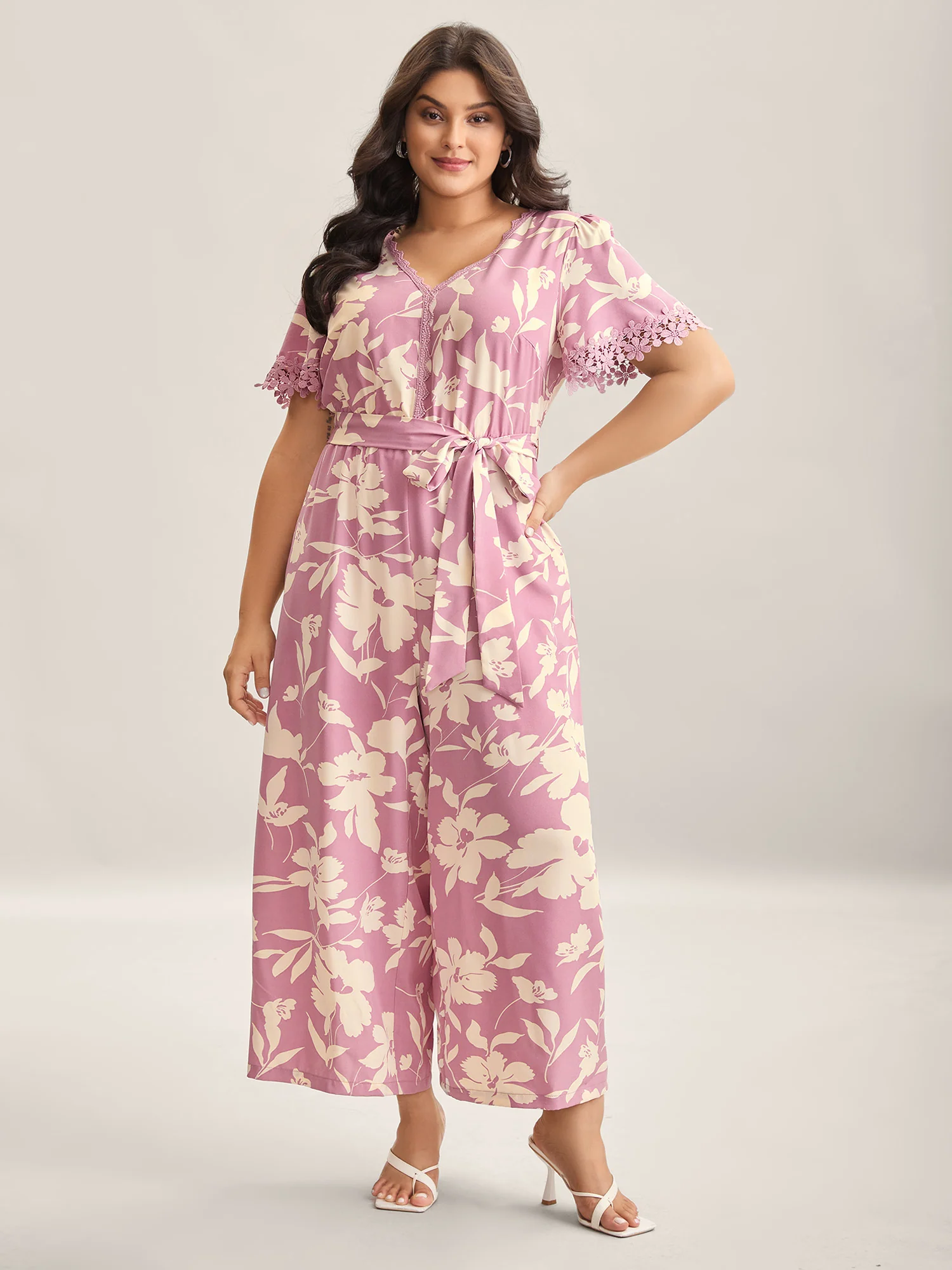 Floral Print Back Tie Jumpsuit - Image 3