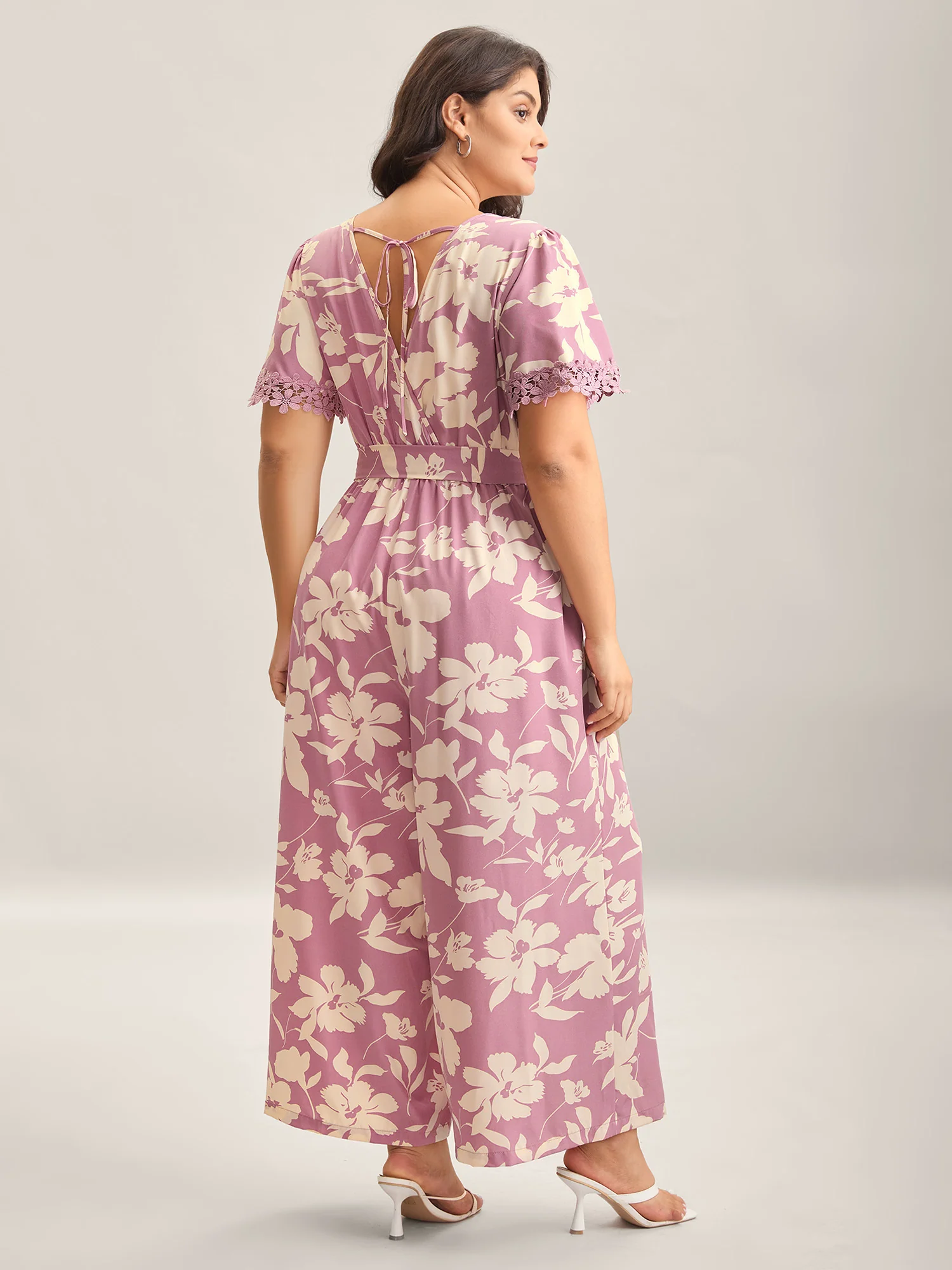 Floral Print Back Tie Jumpsuit - Image 4