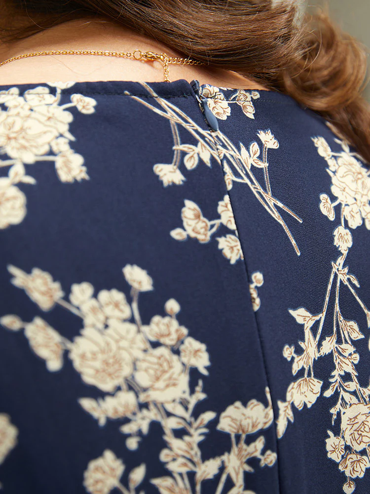 Floral Print Bell Sleeve Pocket Belted Jumpsuit - Image 8