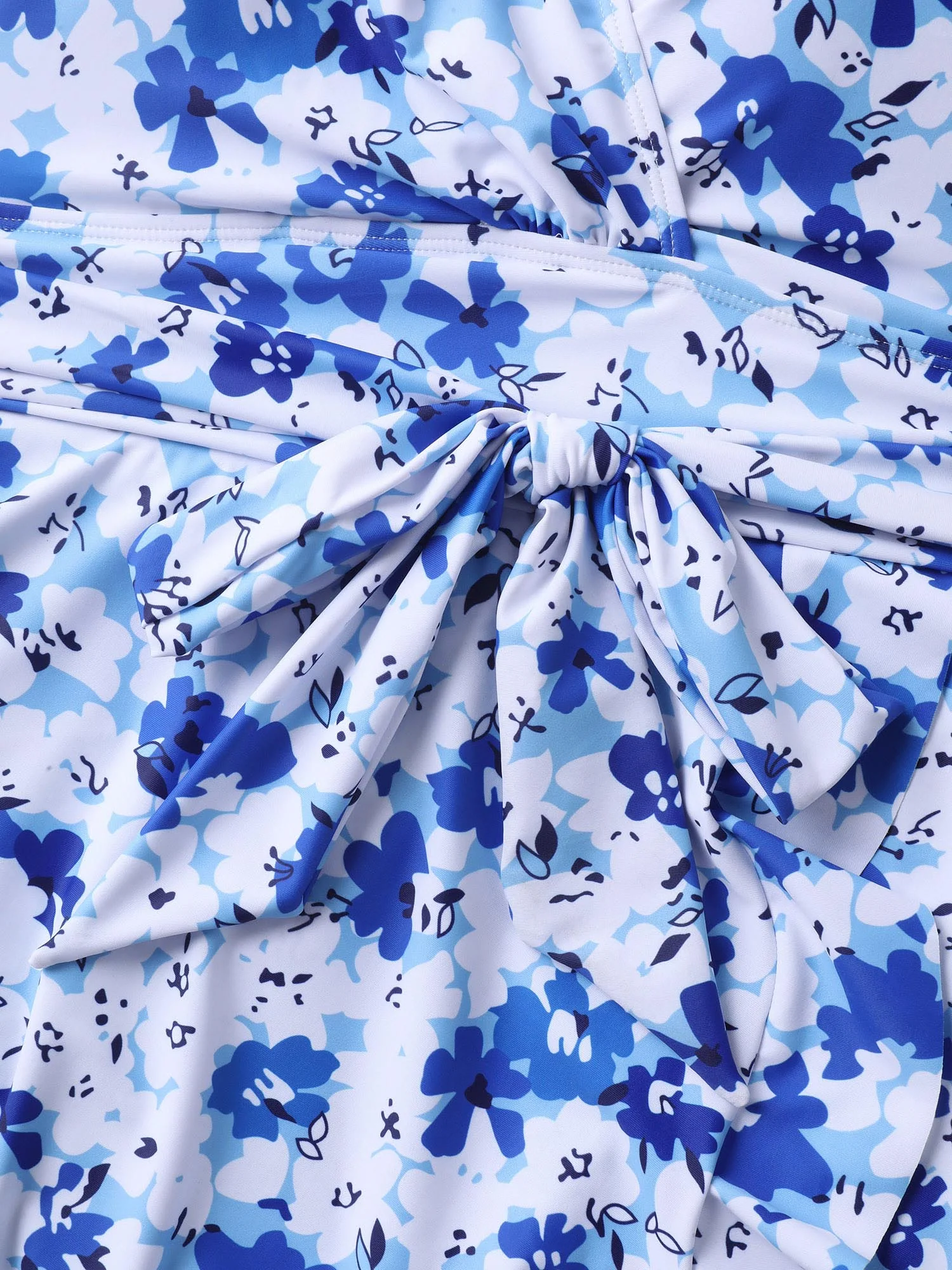 Floral Print Belted Flared Swim Dress - Image 6