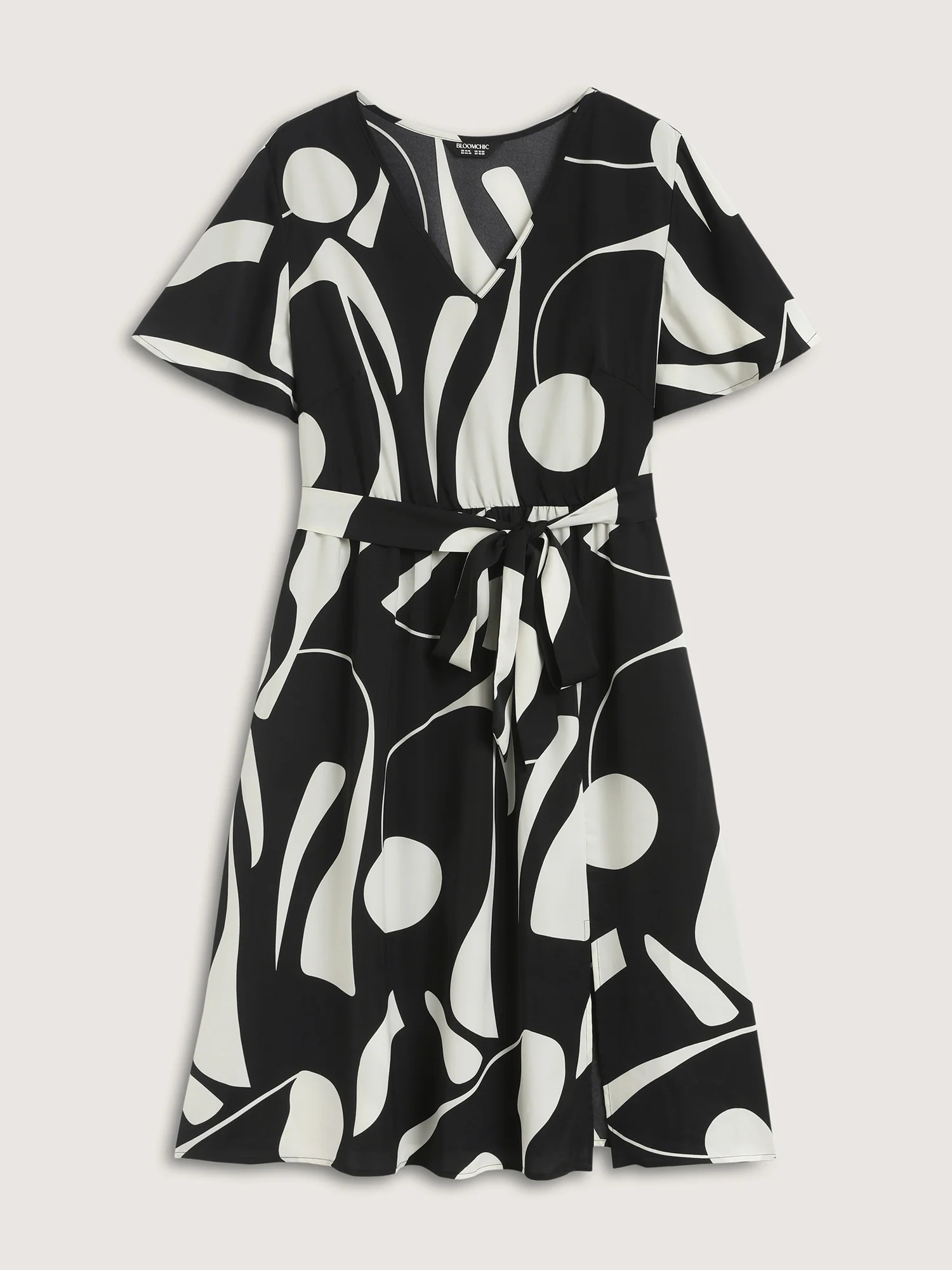 Floral Print Belted V-Neck Midi Dress - Image 6