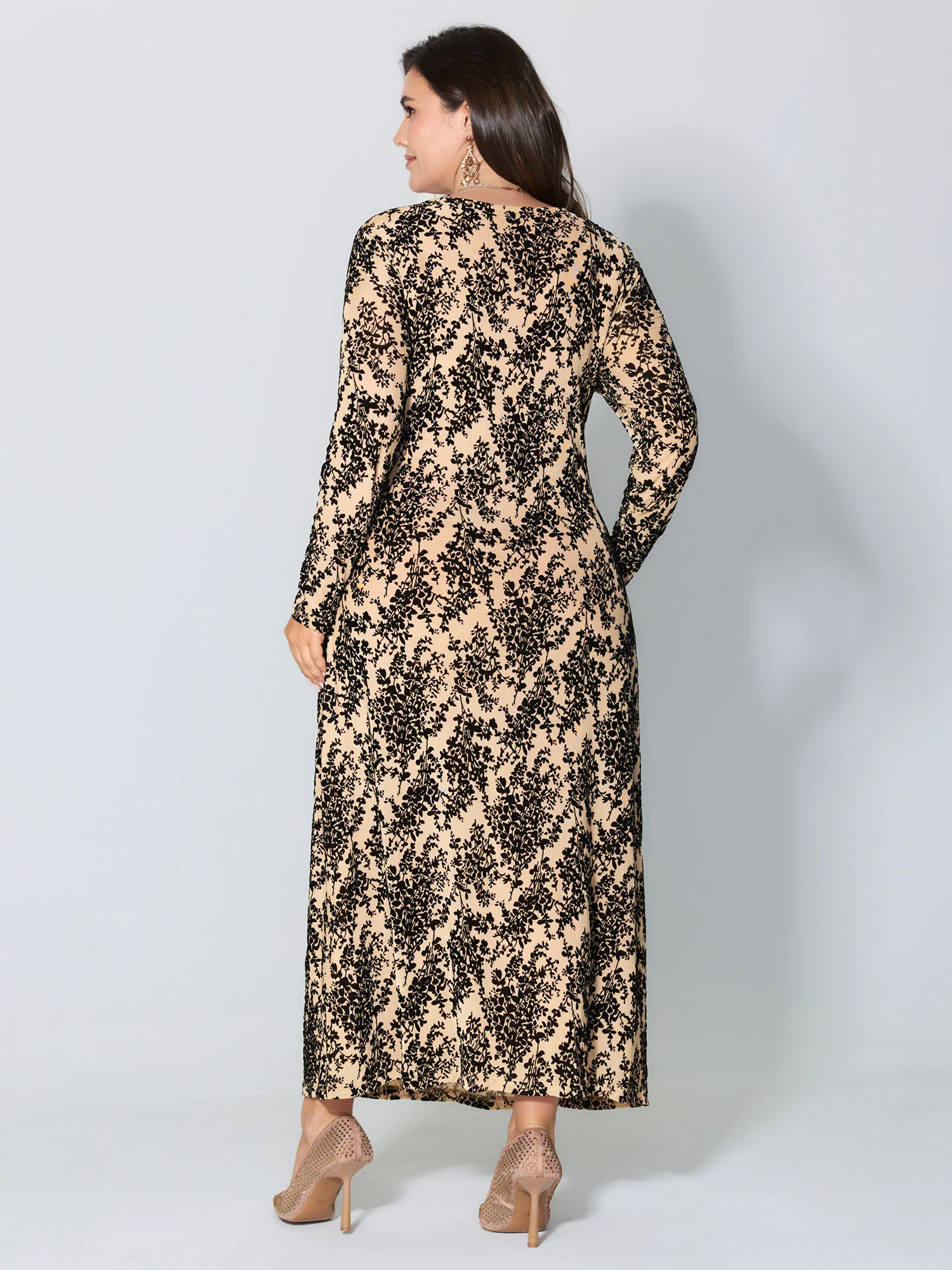 Floral Print Belted Waist-Defining Maxi Dress - Image 4