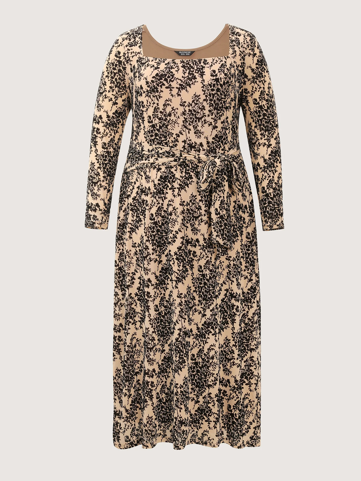 Floral Print Belted Waist-Defining Maxi Dress - Image 7