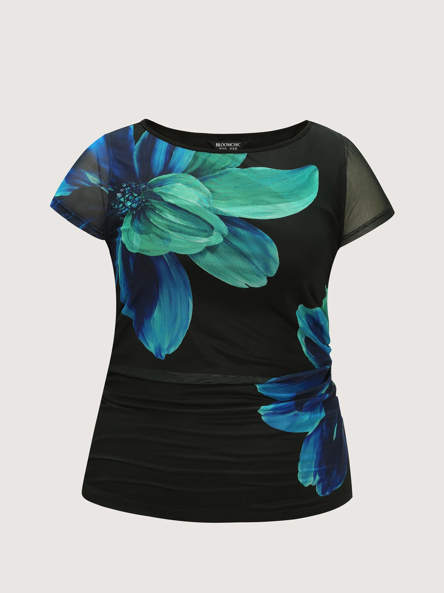 Floral Print Boat Neckline Fitted T-Shirt - Image 7