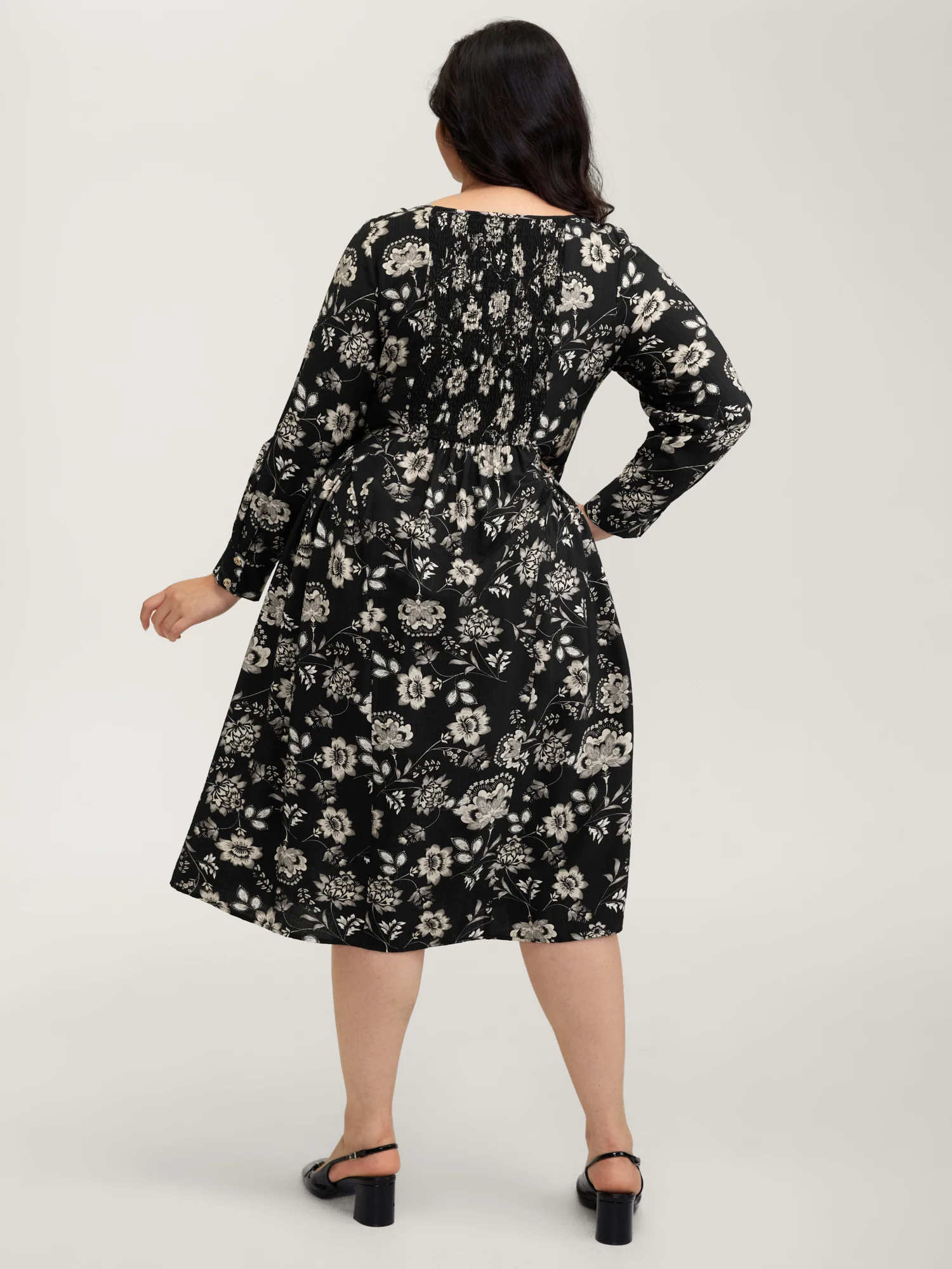 Floral Print Boat Neckline Midi Dress - Image 5
