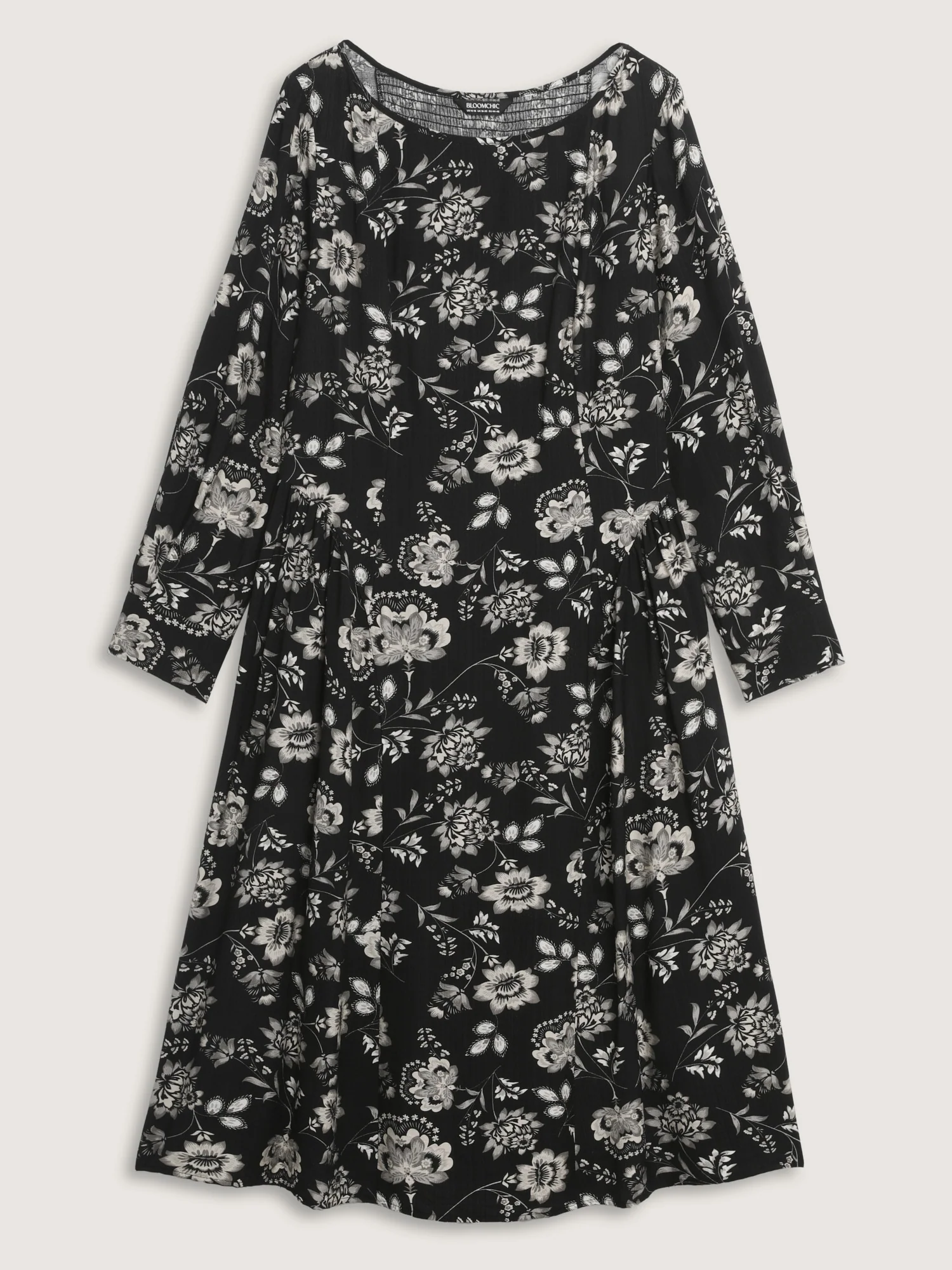 Floral Print Boat Neckline Midi Dress - Image 8