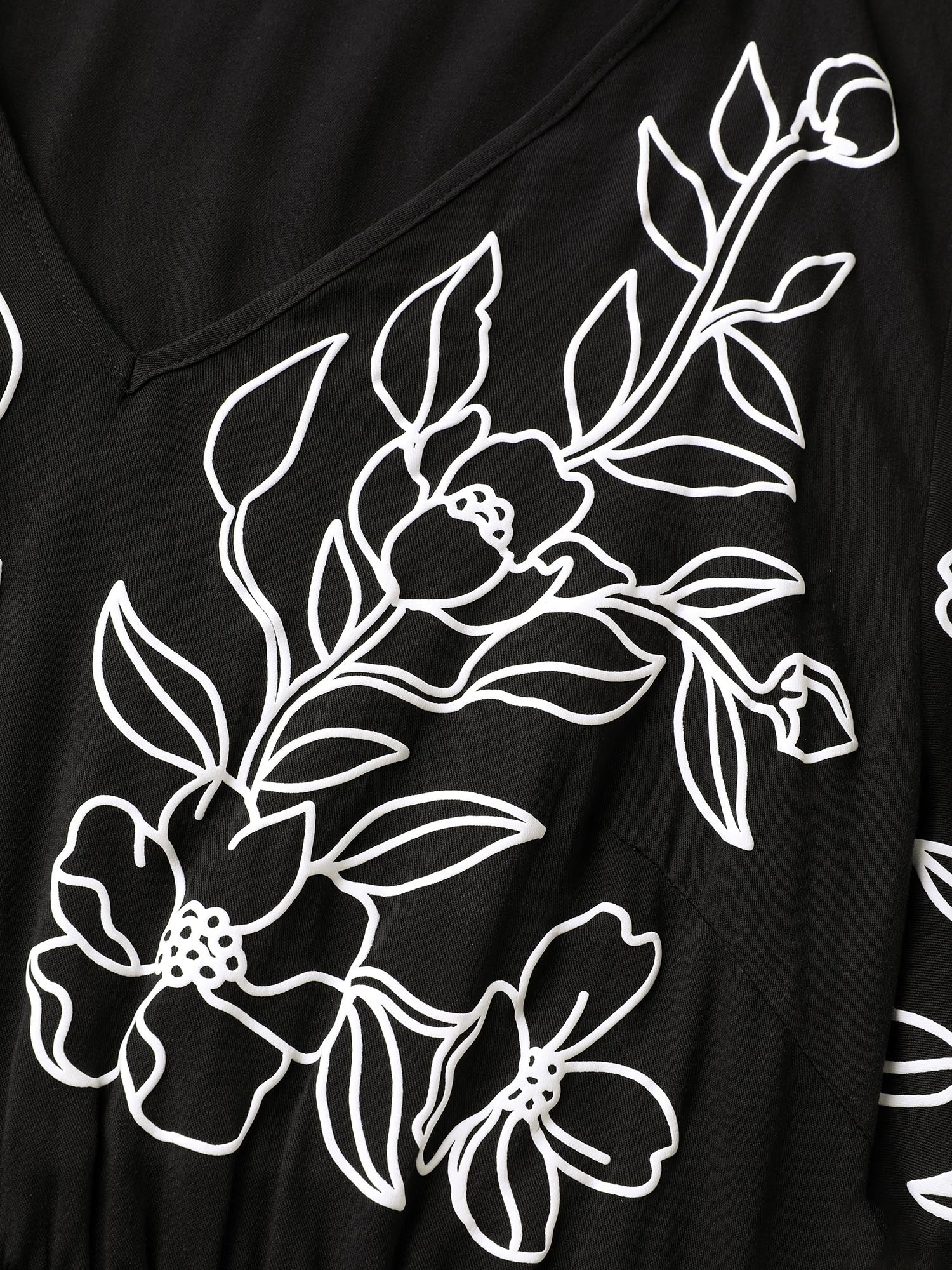 Floral Print Bodice Side Pockets Midi Dress - Image 5