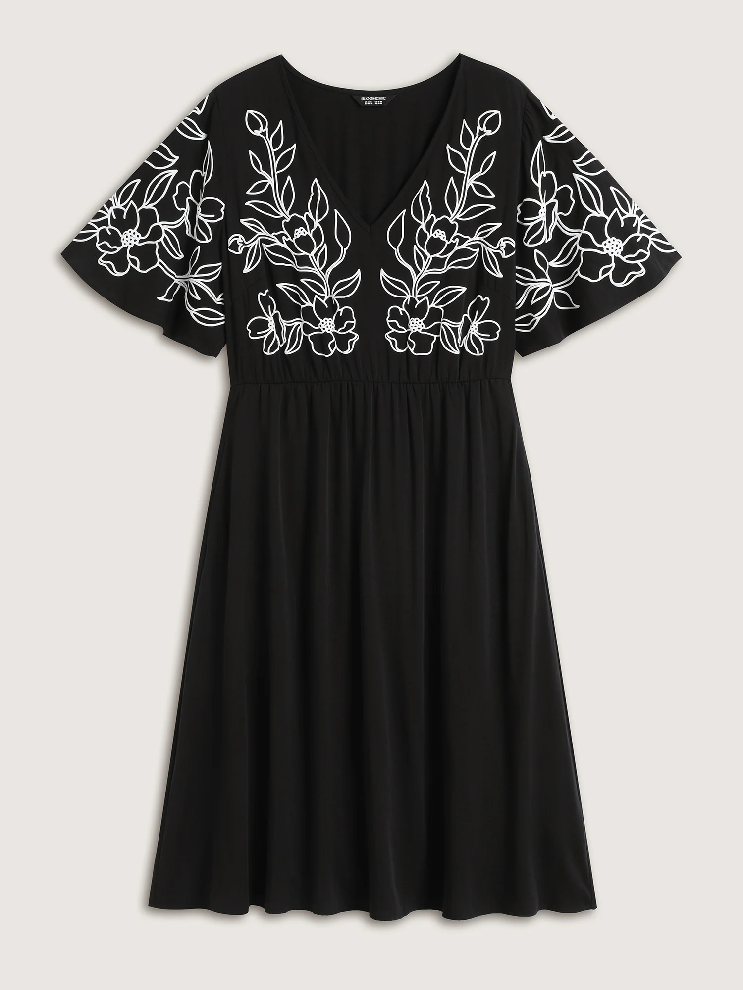 Floral Print Bodice Side Pockets Midi Dress - Image 7