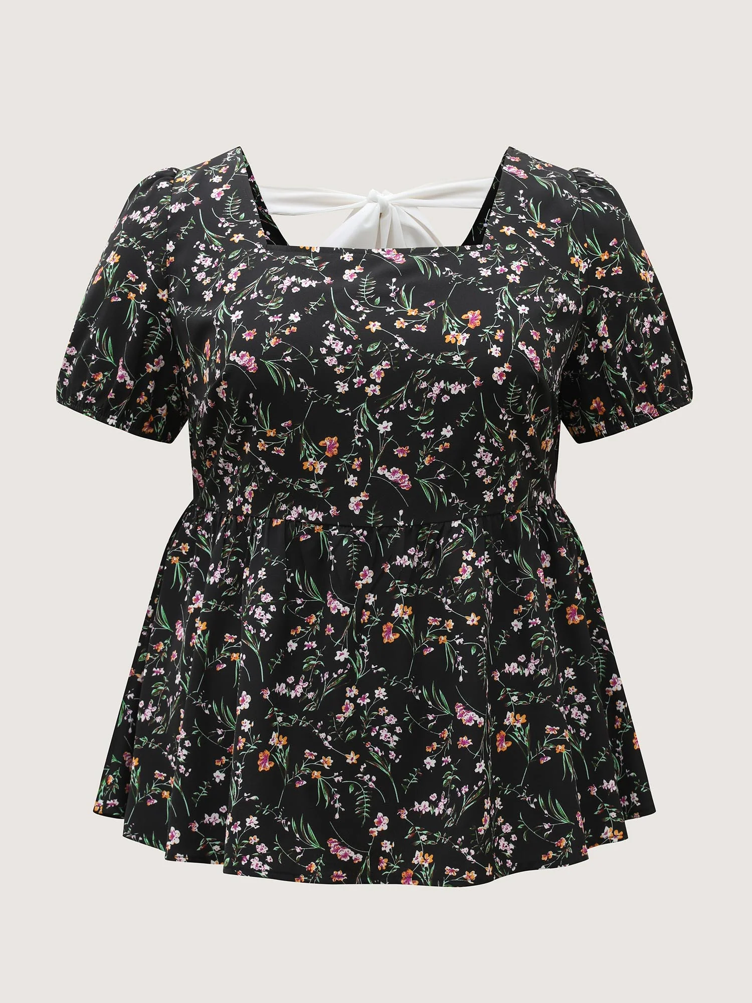 Floral Print Bow Back Detail Blouse - Image 7