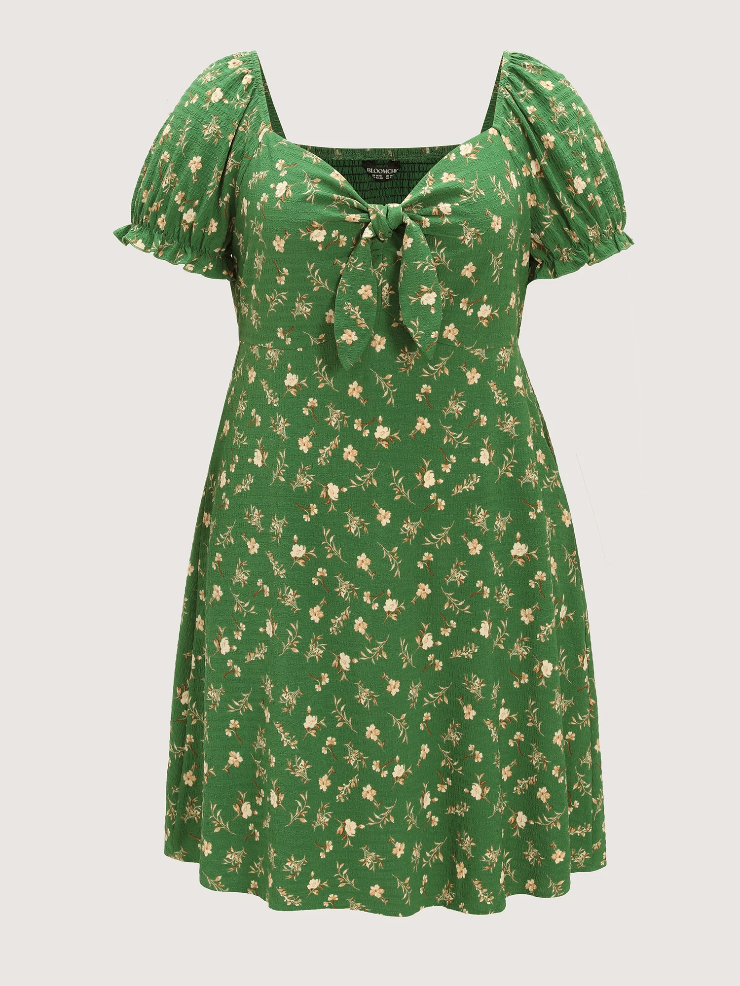 Floral Print Bowknot Front Mini Dress - Image 7