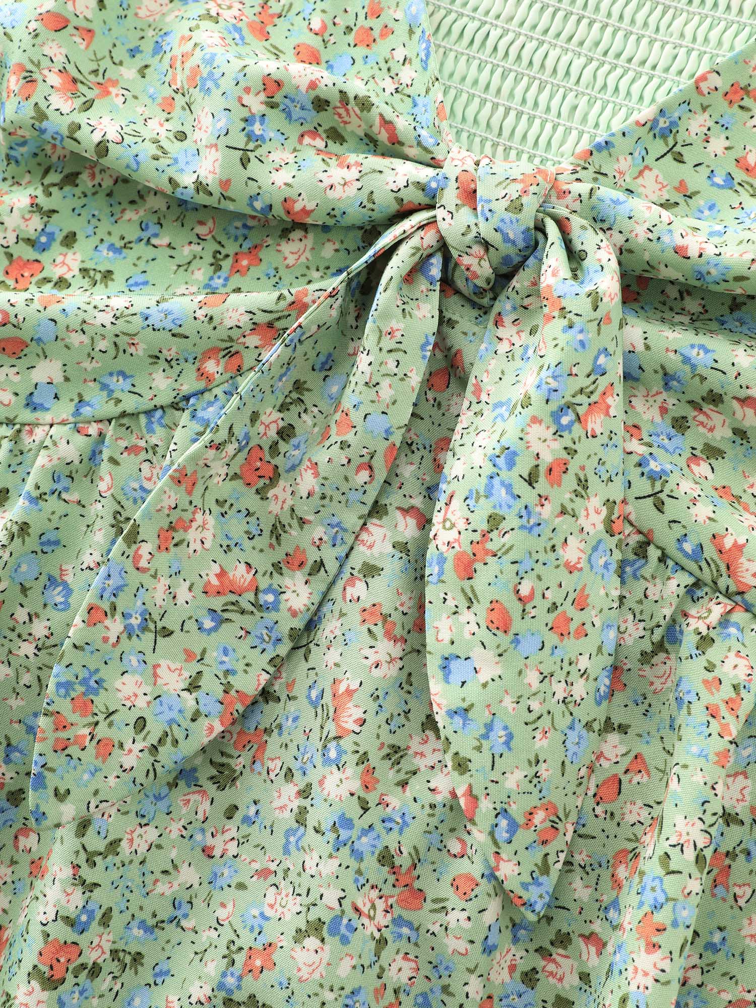 Floral Print Bowknot Front Tank Top - Image 5