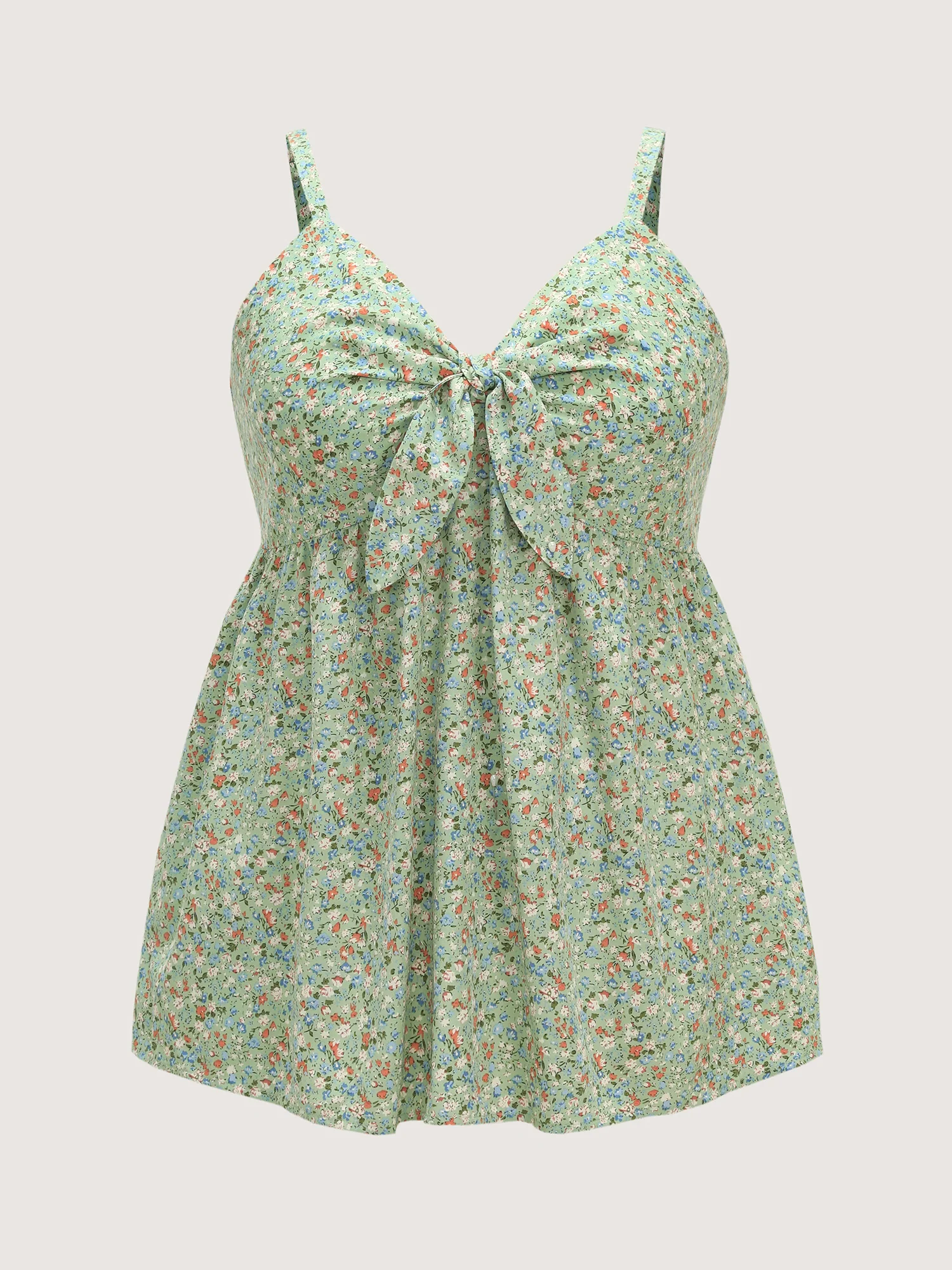 Floral Print Bowknot Front Tank Top - Image 7