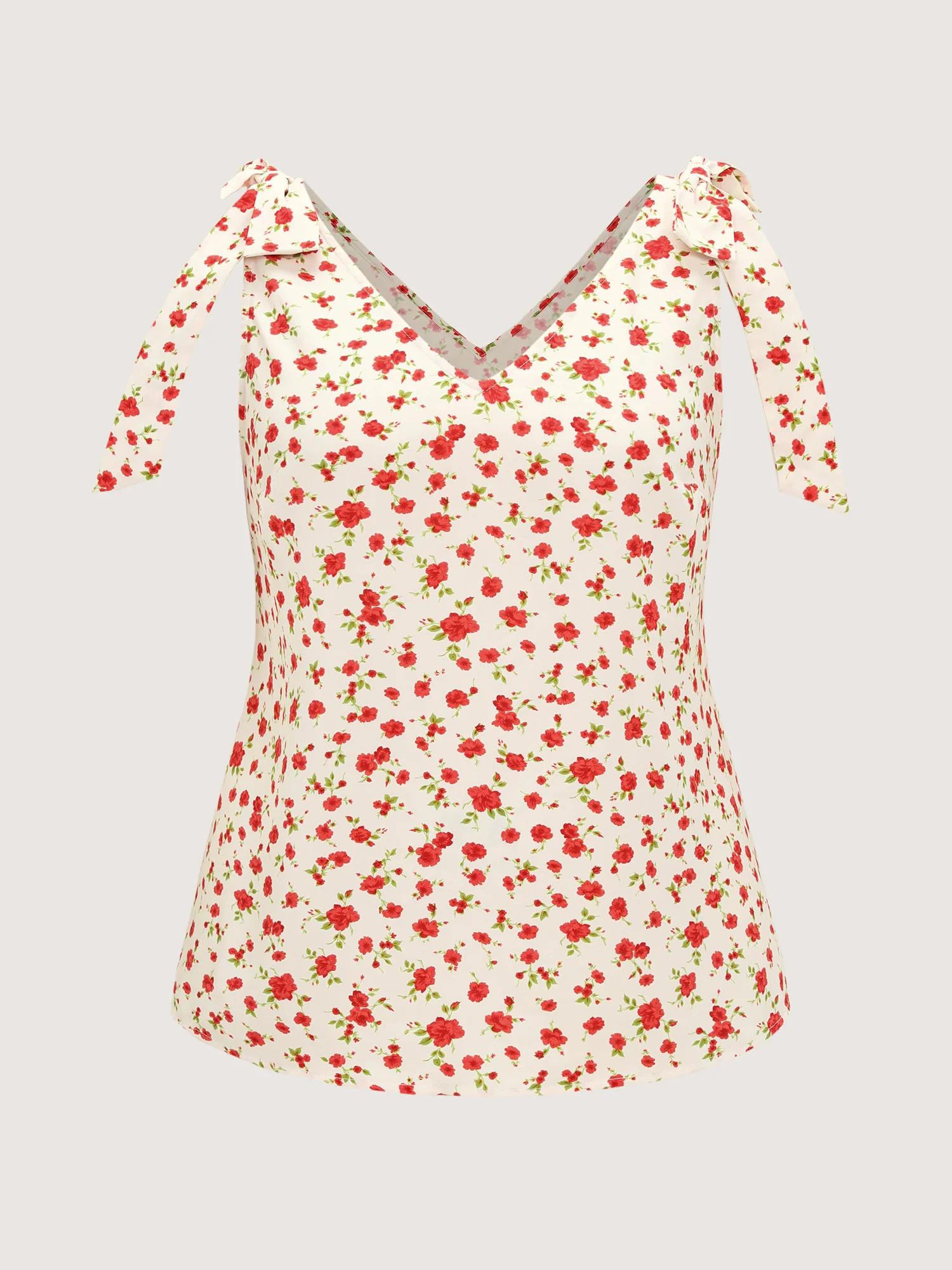 Floral Print Bowknot Shoulder Tank Top - Image 6