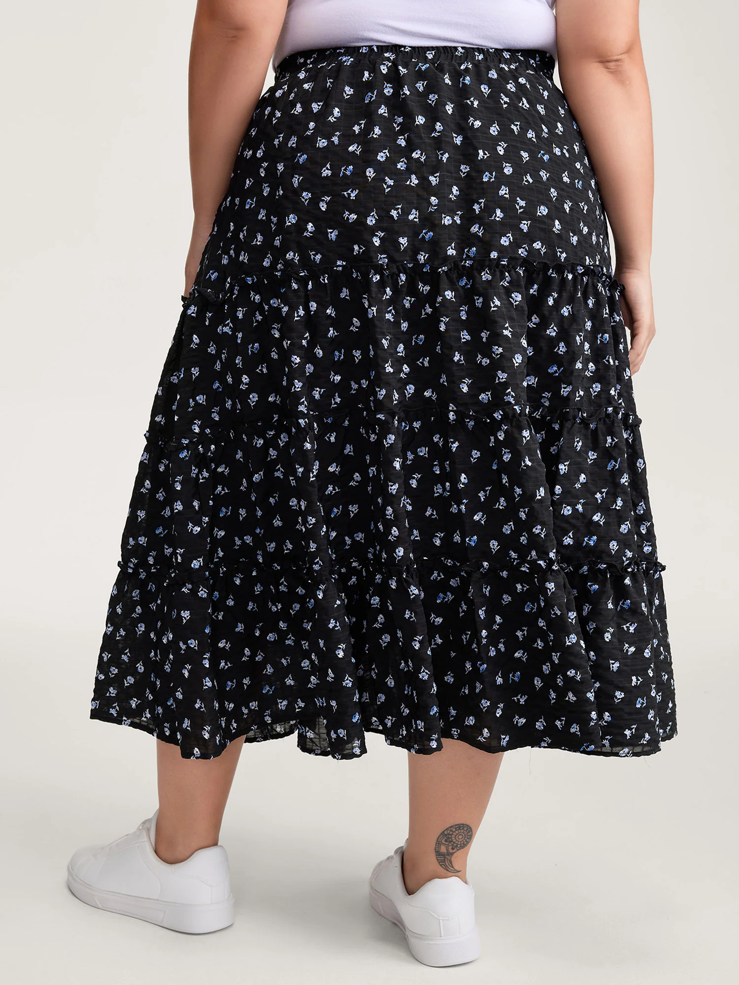 Floral Print Bowknot Tiered Maxi Skirt - Image 4