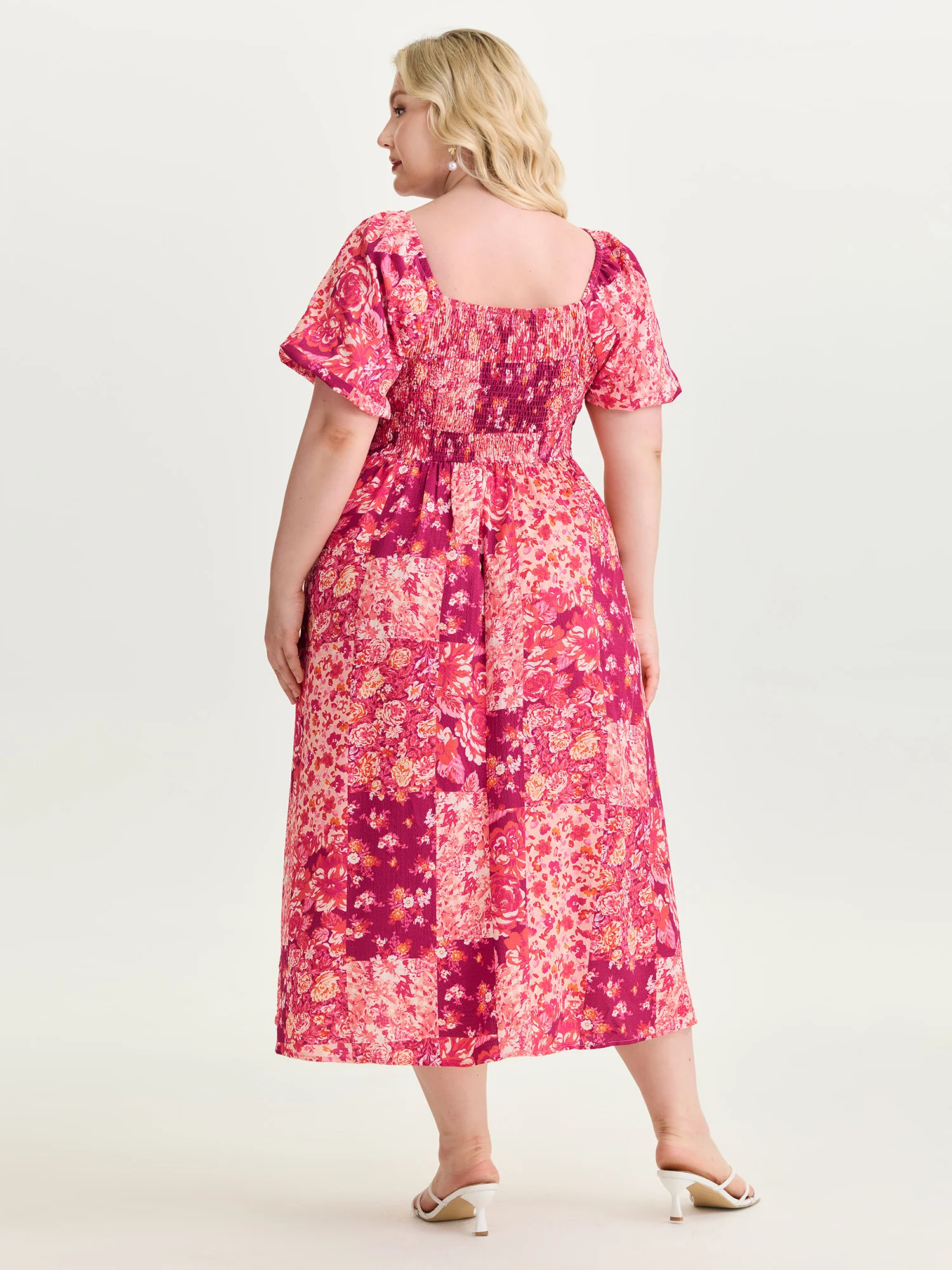Floral Print Bust-Defining Shirred Midi Dress - Image 4