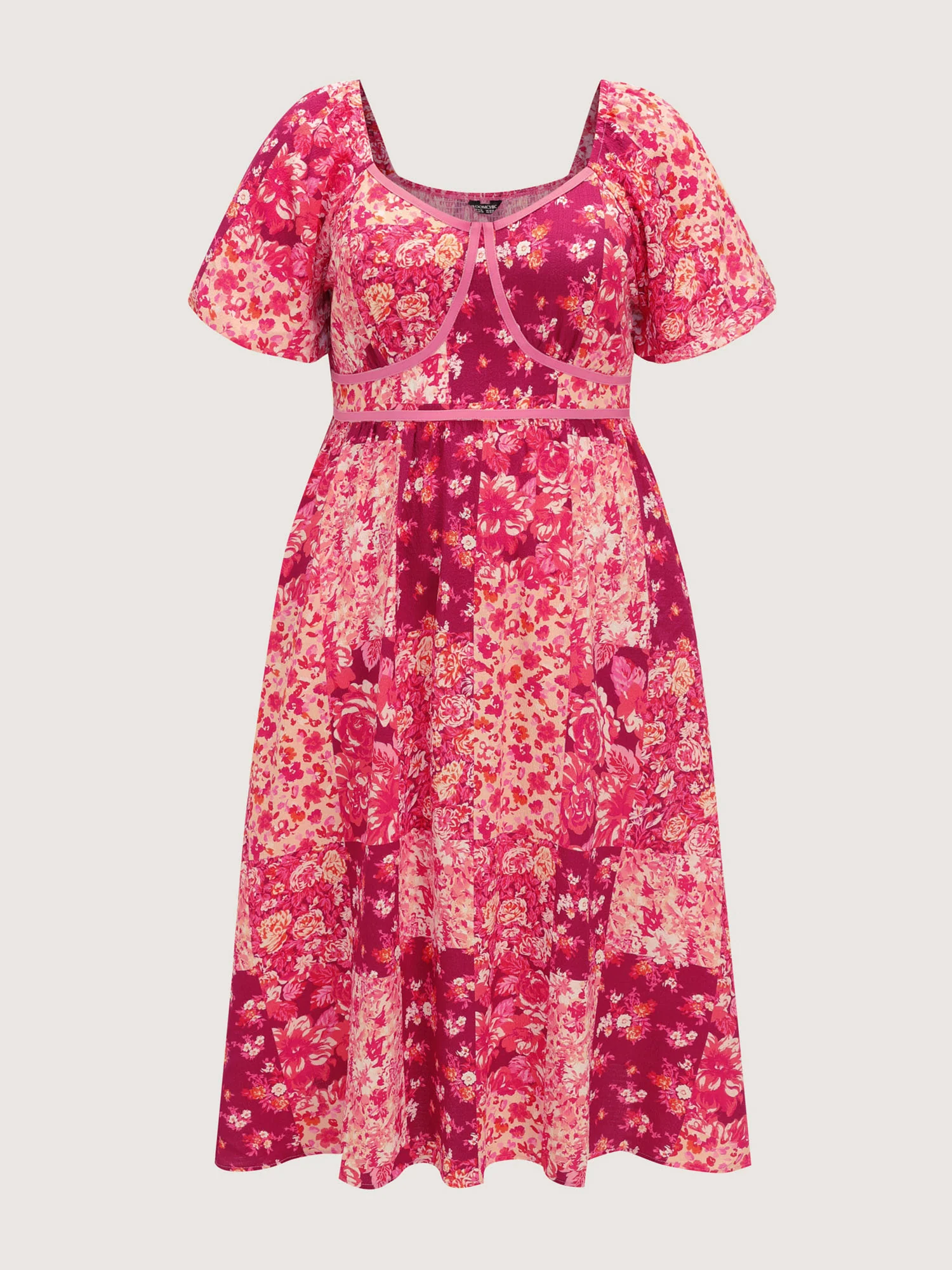 Floral Print Bust-Defining Shirred Midi Dress - Image 7