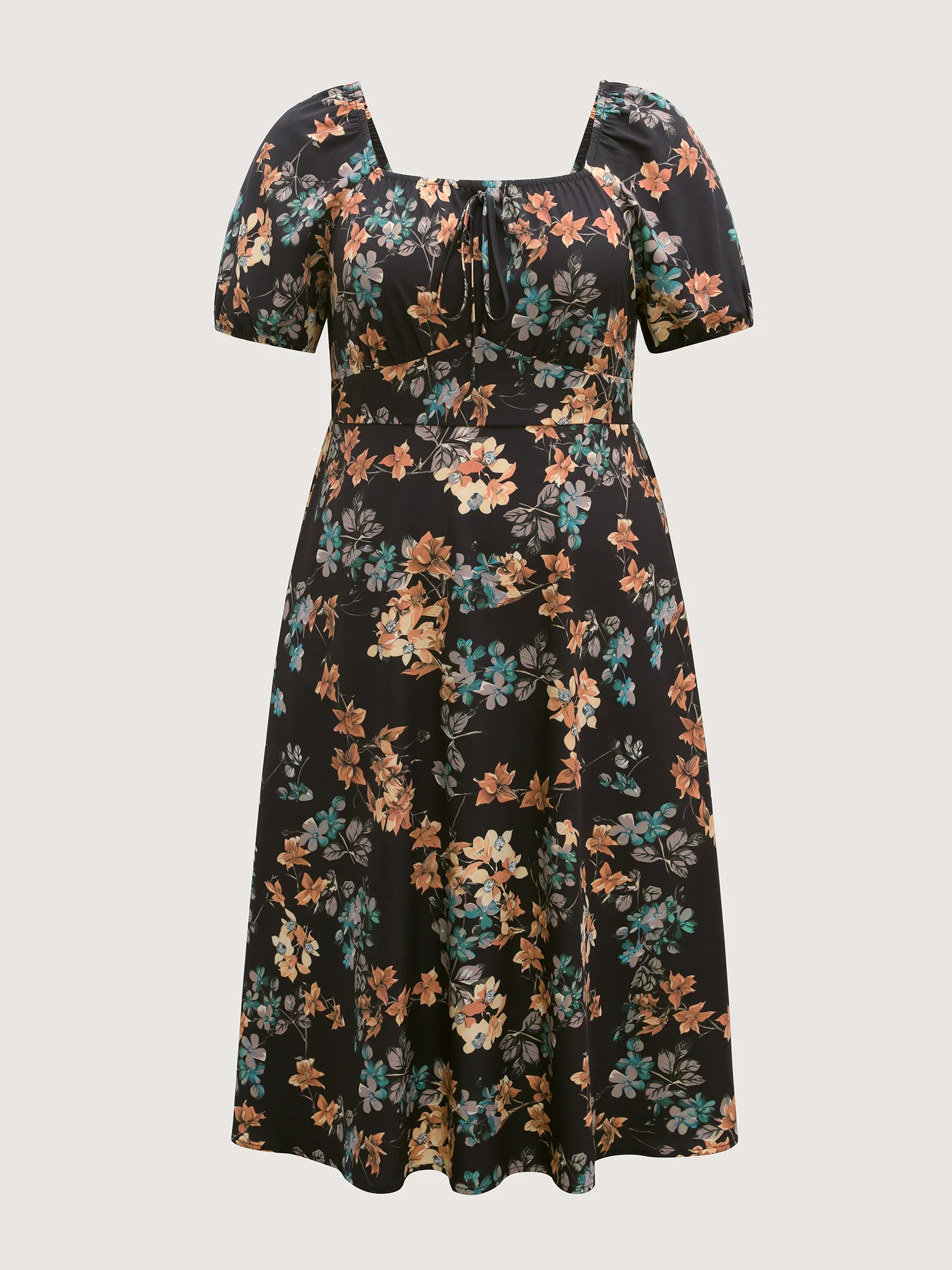 Floral Print Bust Ease Pockets Midi Dress - Image 7