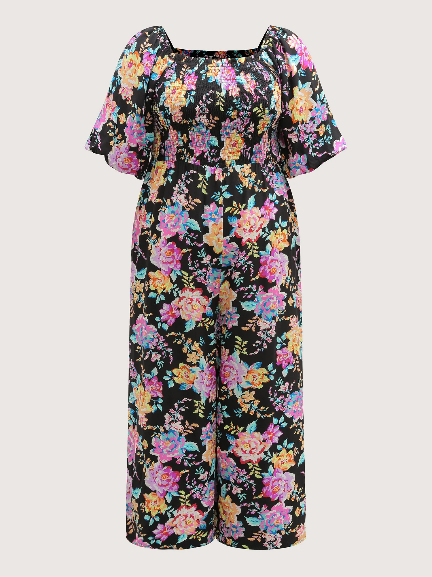 Floral Print Bust-Ease Shirred Jumpsuit - Image 7