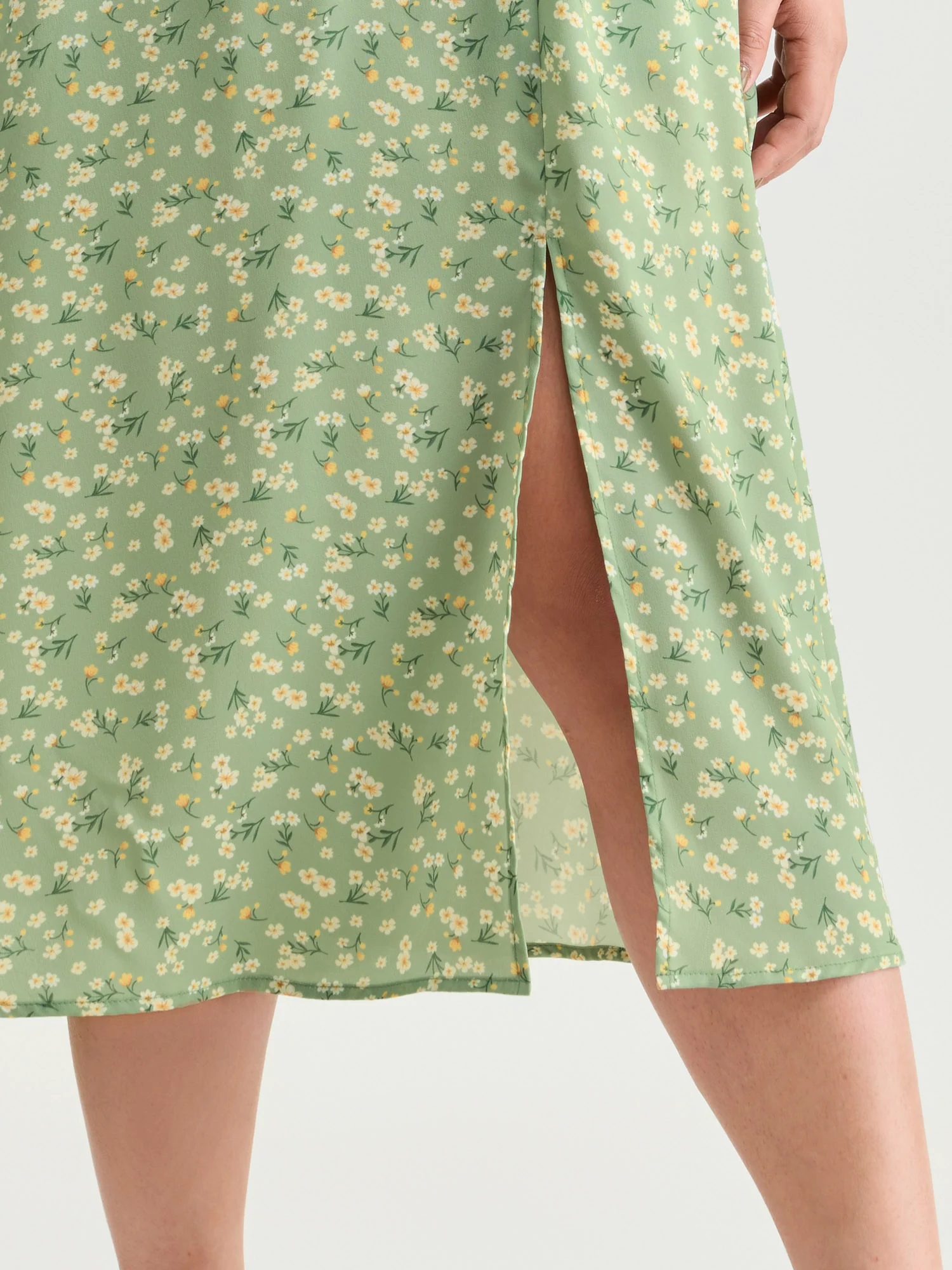 Floral Print Bustier Drawstring Midi Dress - Image 3