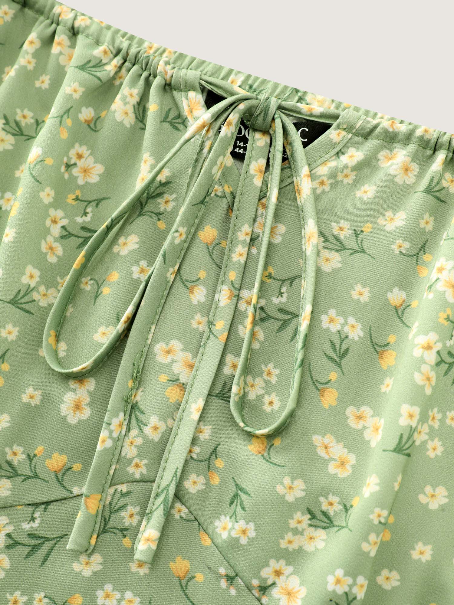 Floral Print Bustier Drawstring Midi Dress - Image 7