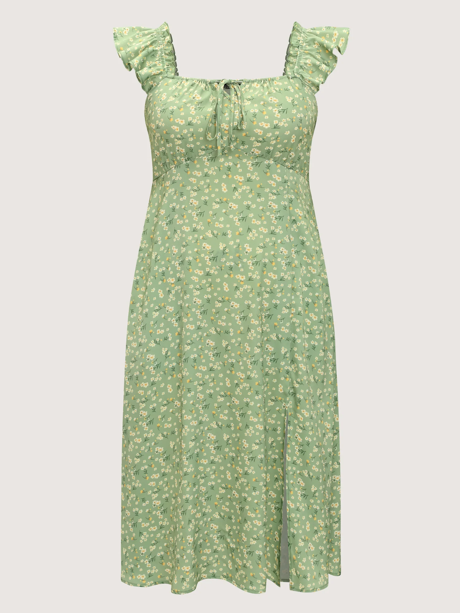 Floral Print Bustier Drawstring Midi Dress - Image 8