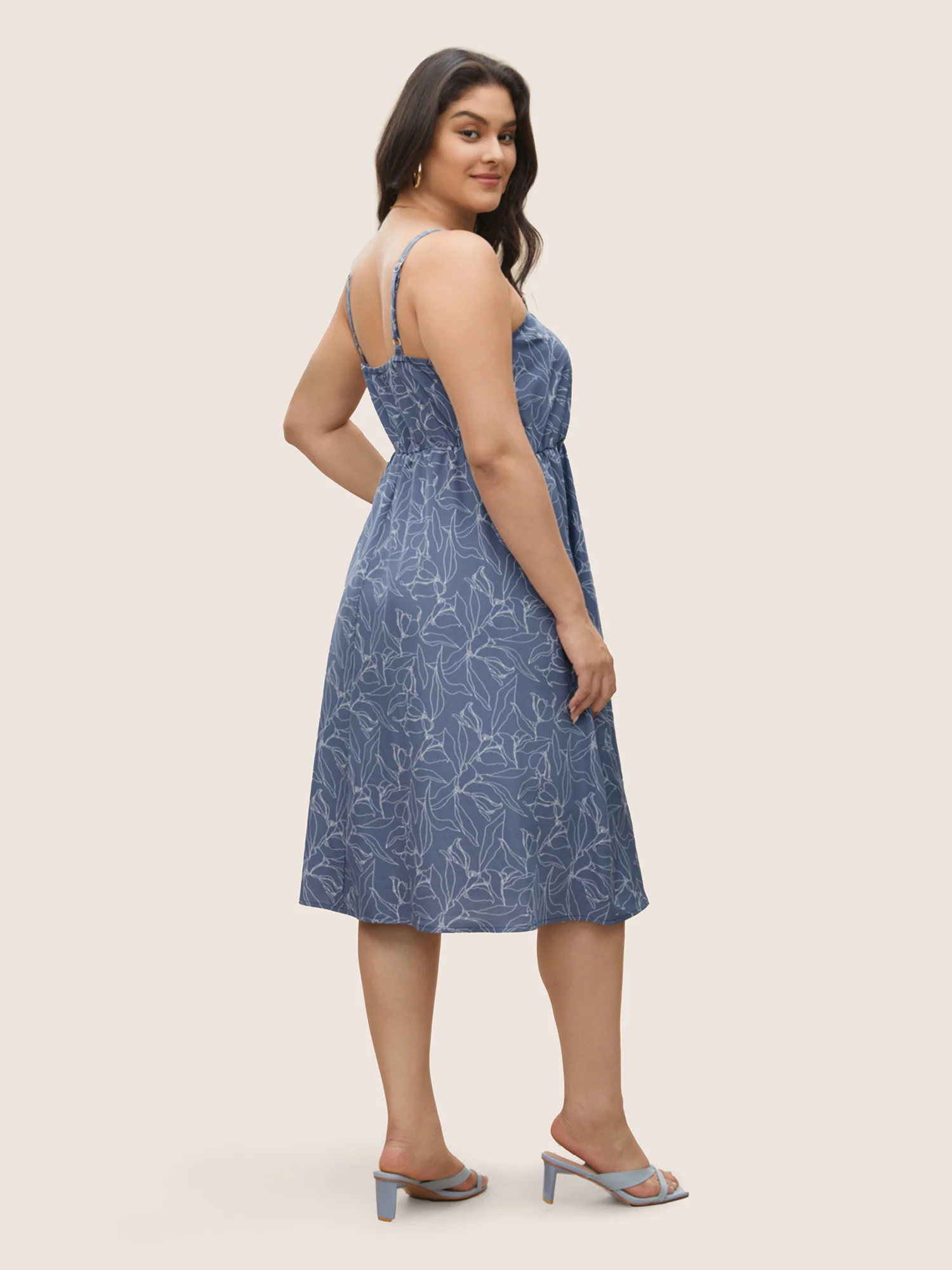 Floral Print Button Detail Cami Dress - Image 4