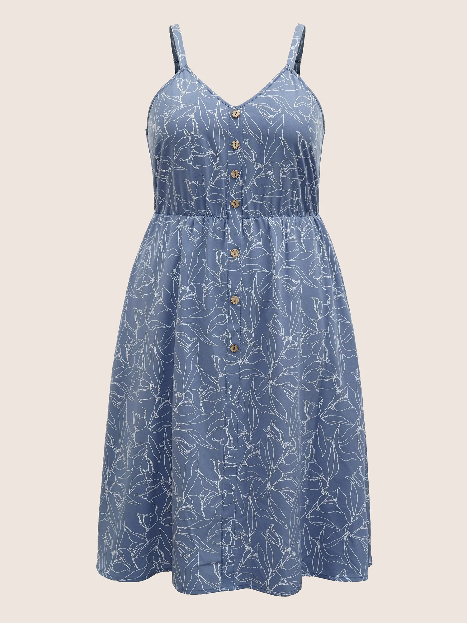 Floral Print Button Detail Cami Dress - Image 7