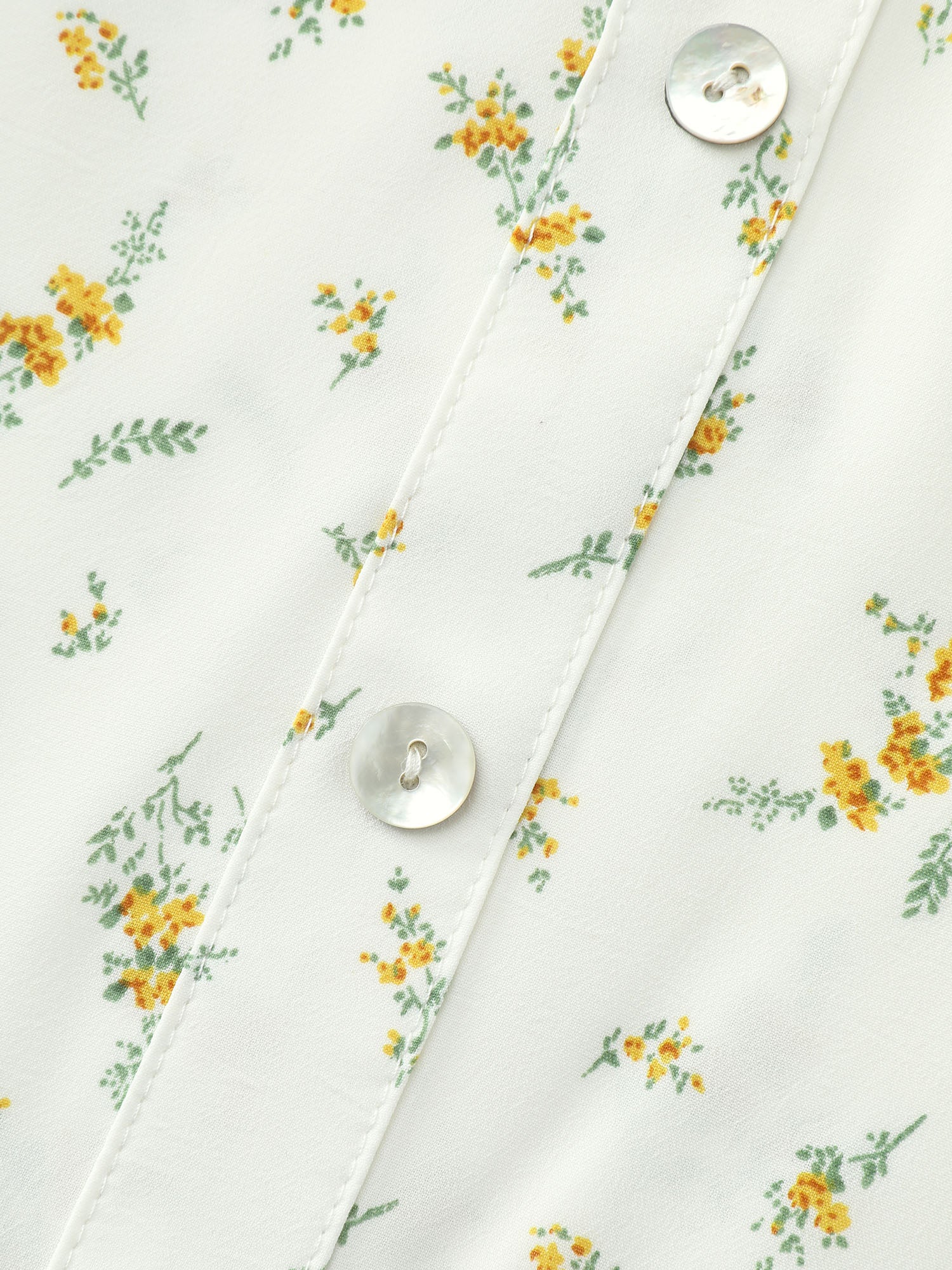 Floral Print Button Detail Color Contrast Blouse - Image 6