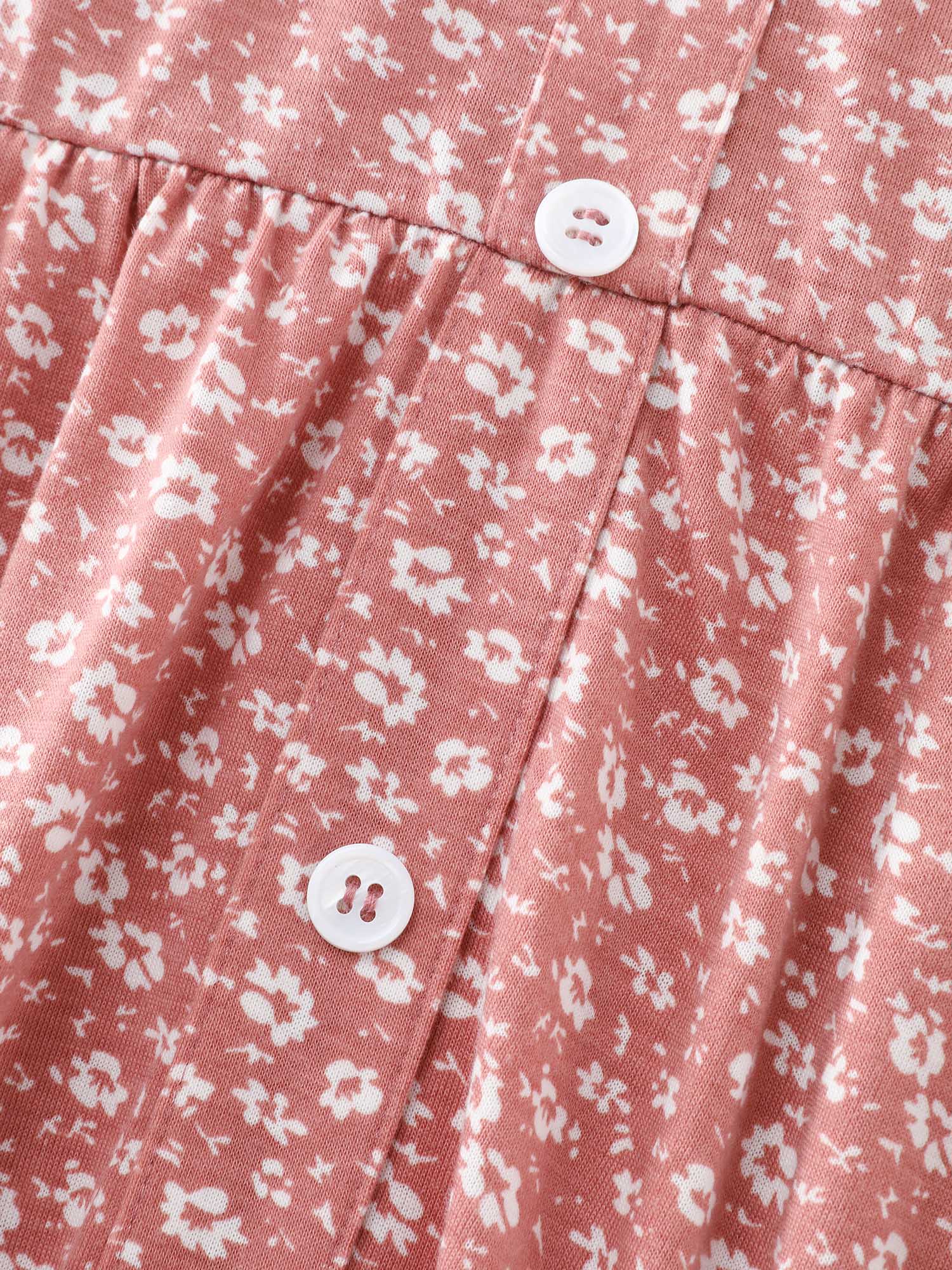 Floral Print Button Detail Mini Dress - Image 5