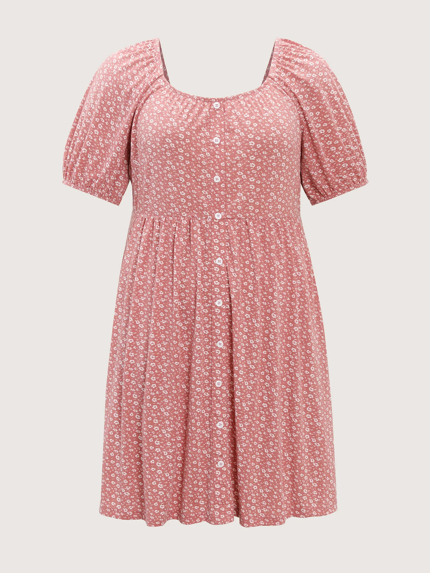 Floral Print Button Detail Mini Dress - Image 7
