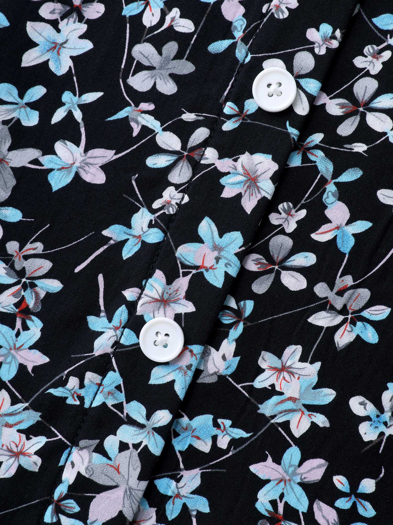 Floral Print Button Detail Sleeveless Pockets Midi Dress - Image 6