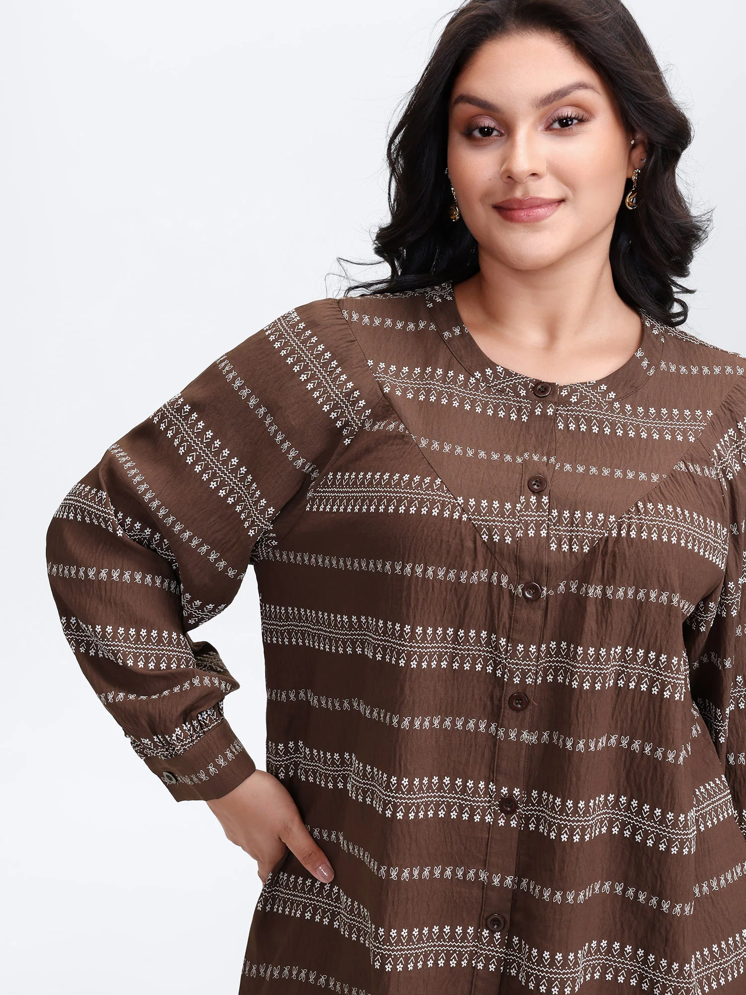 Floral Print Button-Front Blouse - Image 2