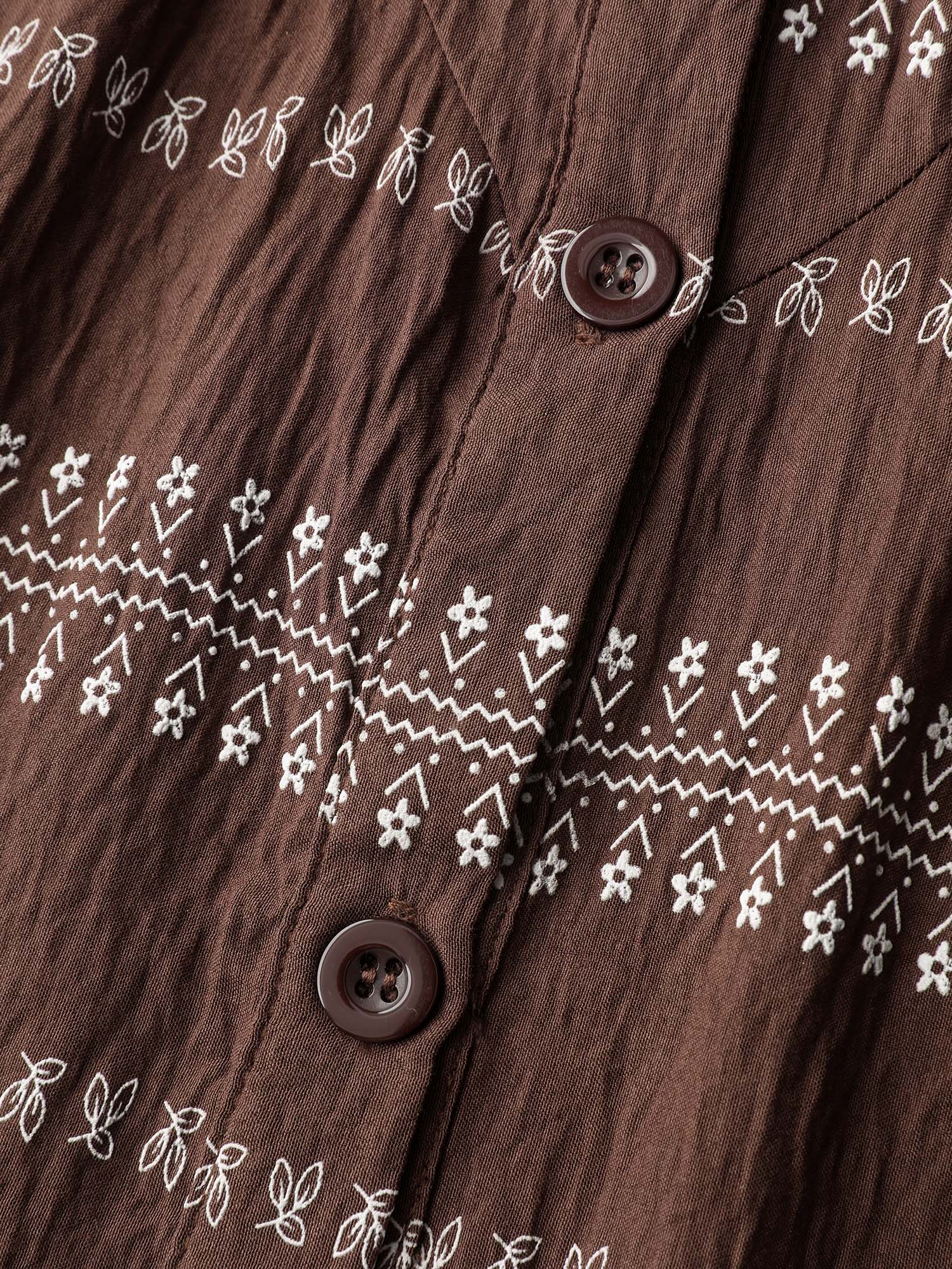 Floral Print Button-Front Blouse - Image 6