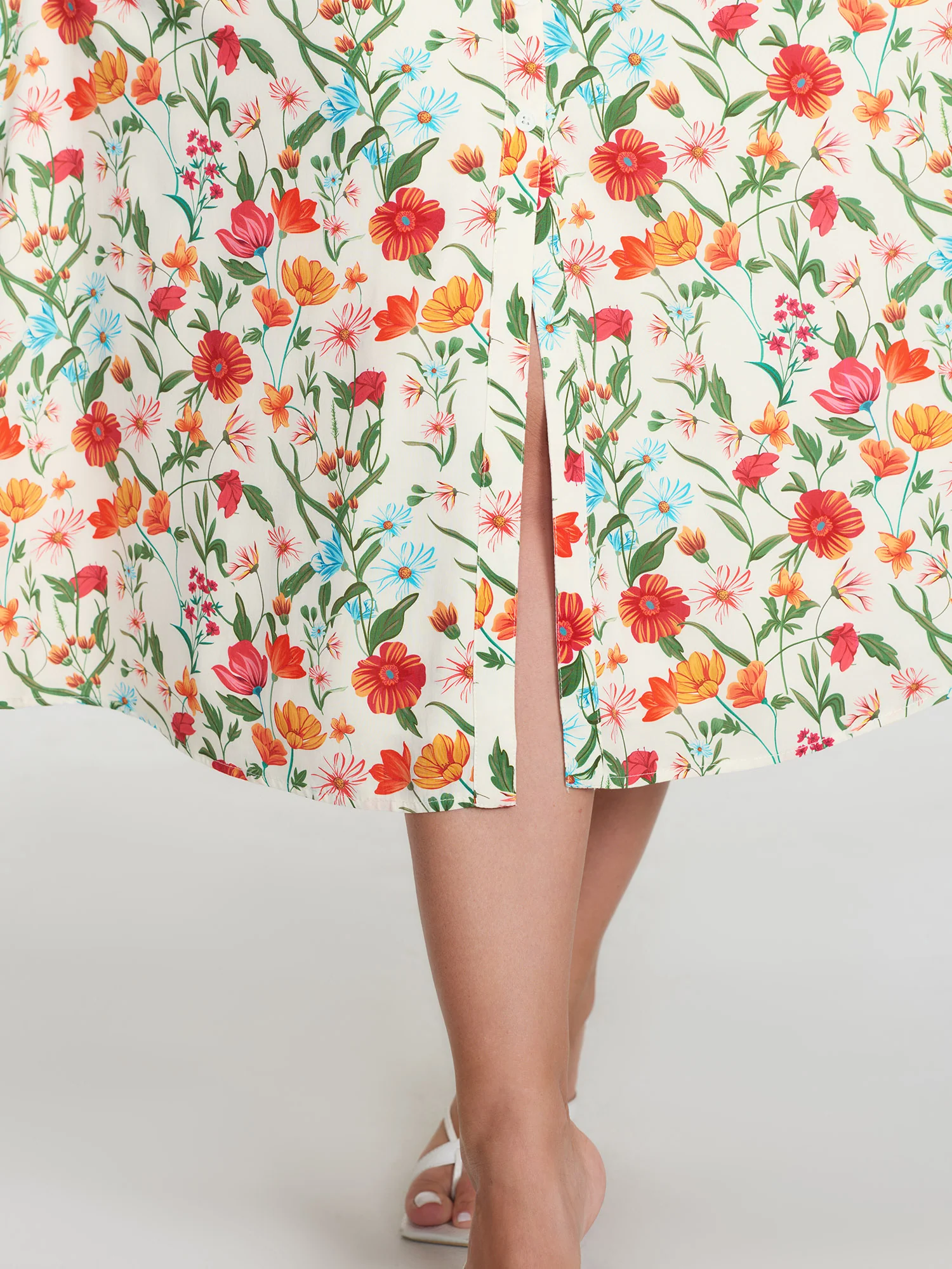 Floral Print Button Placket Maxi Dress - Image 5