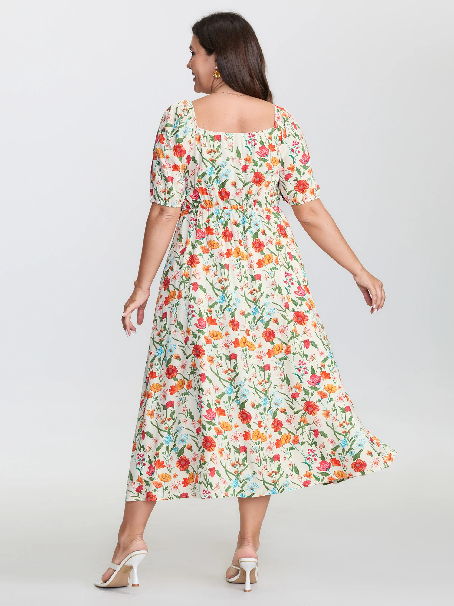 Floral Print Button Placket Maxi Dress - Image 6