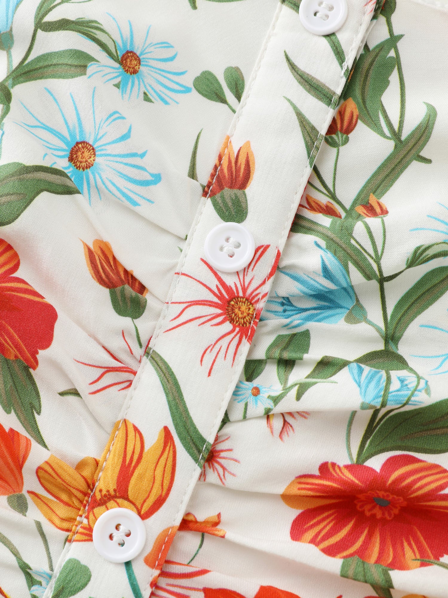 Floral Print Button Placket Maxi Dress - Image 7