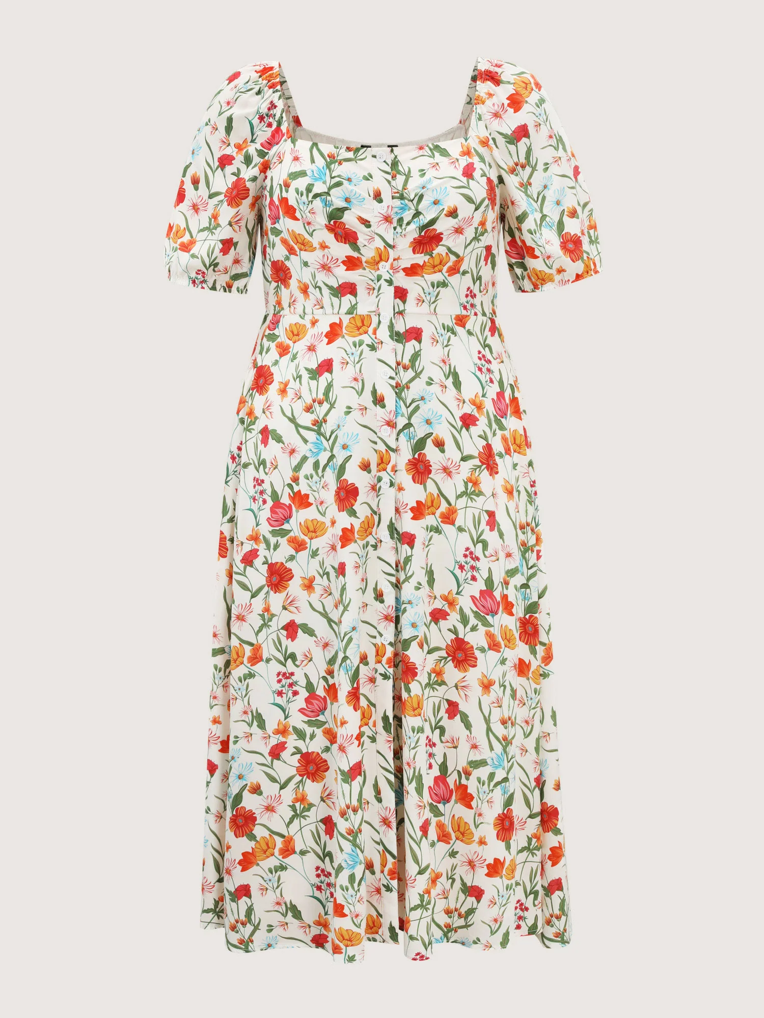 Floral Print Button Placket Maxi Dress - Image 9