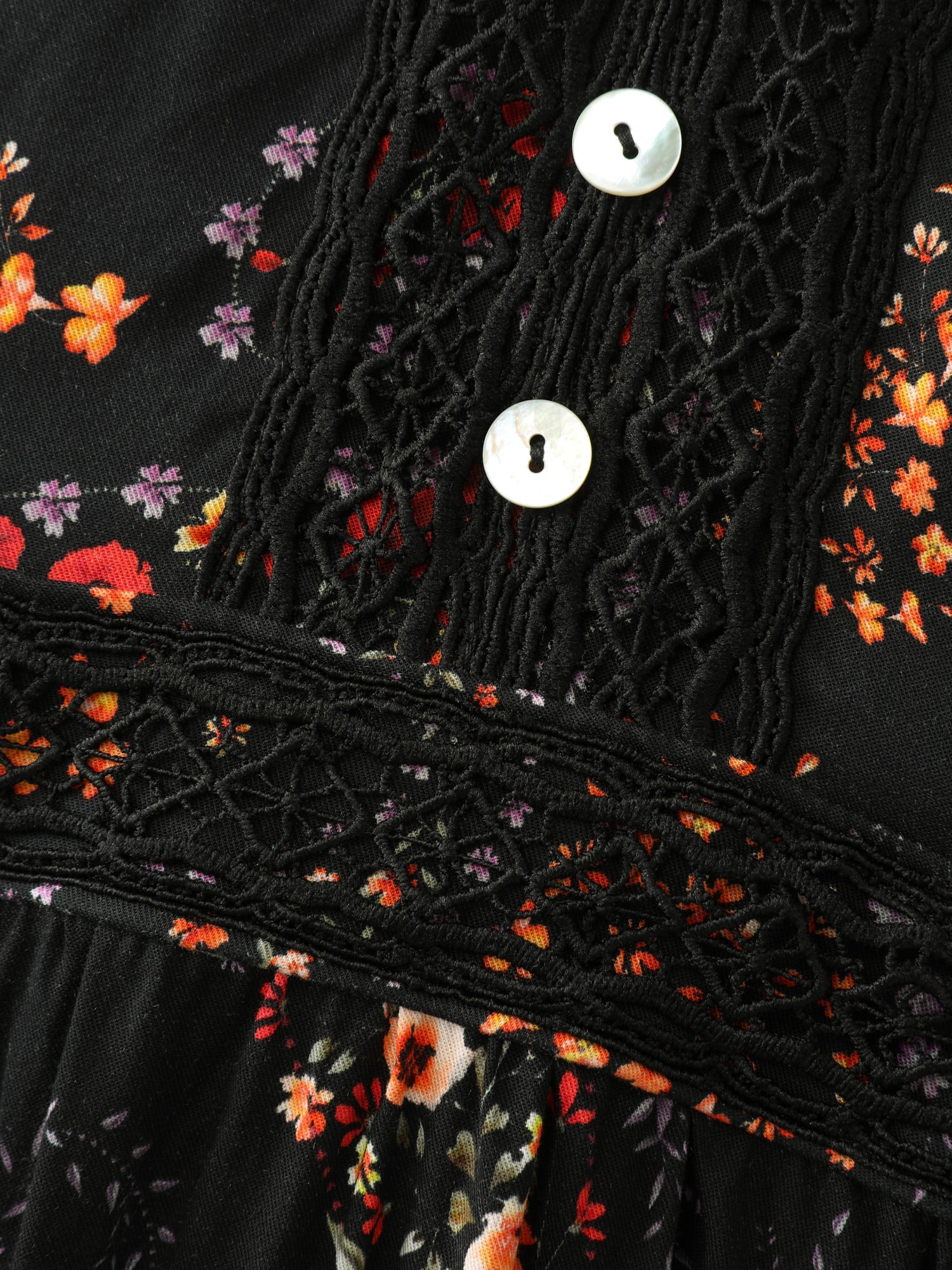 Floral Print Button V-Neck Midi Dress - Image 6