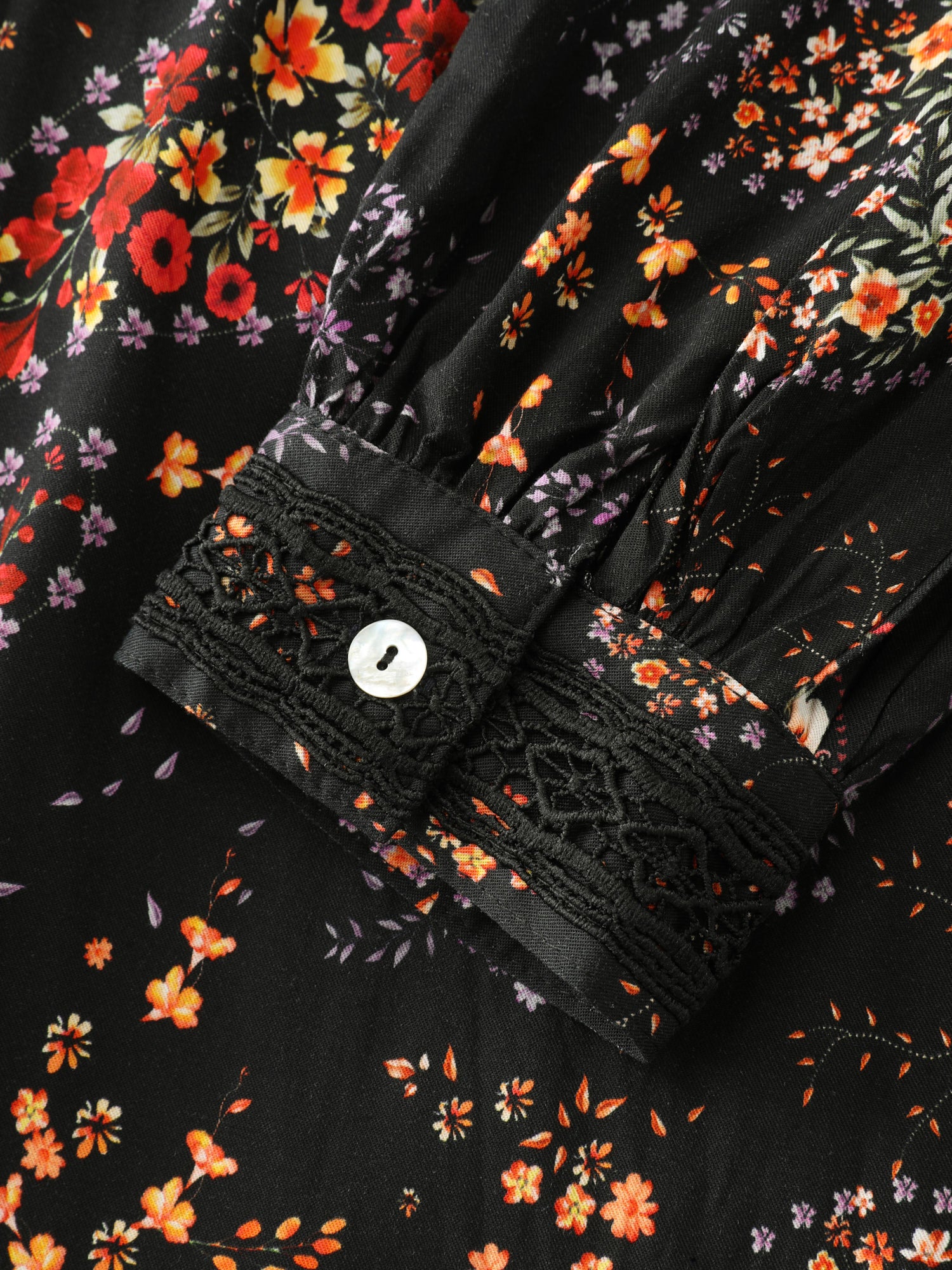 Floral Print Button V-Neck Midi Dress - Image 7