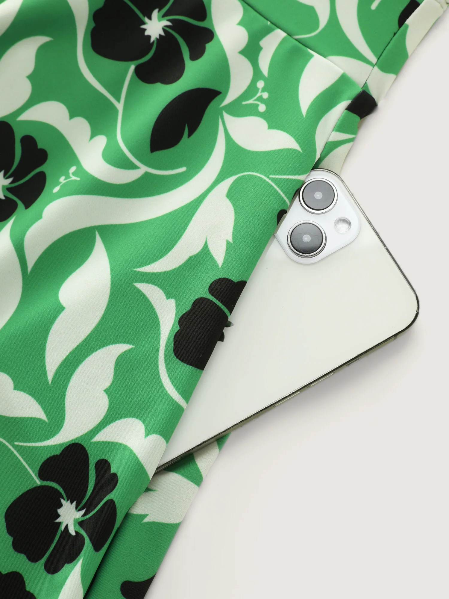 Floral Print Channel Drawstring Pockets Swim Dress - Image 10
