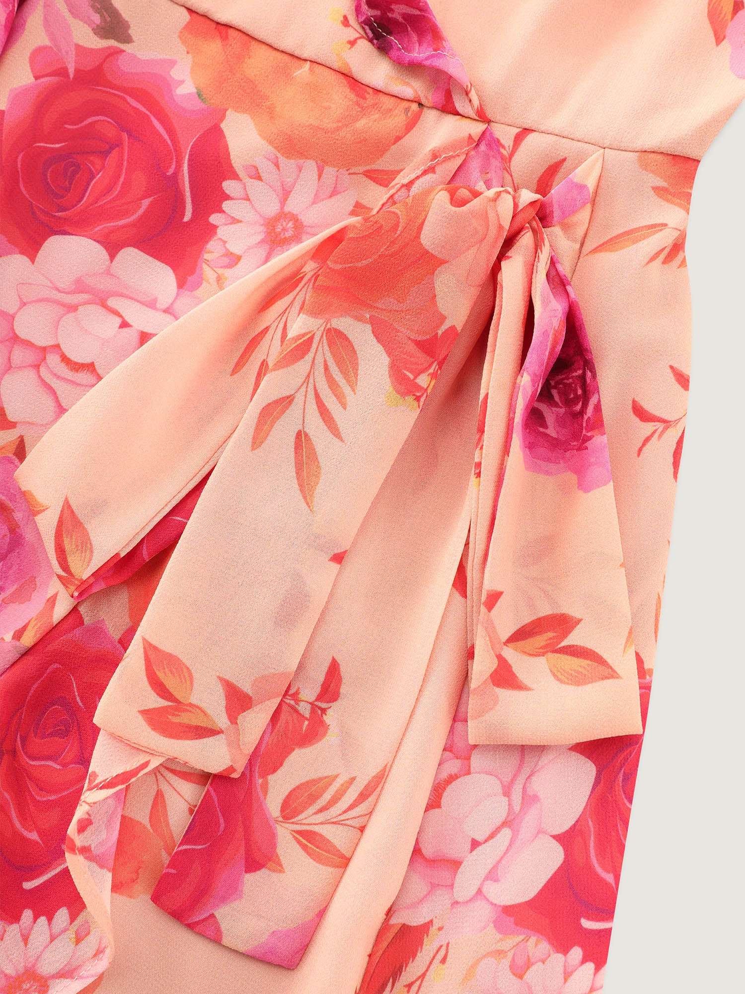 Floral Print Chiffon Flowy High Low Hem Midi Dress - Image 7