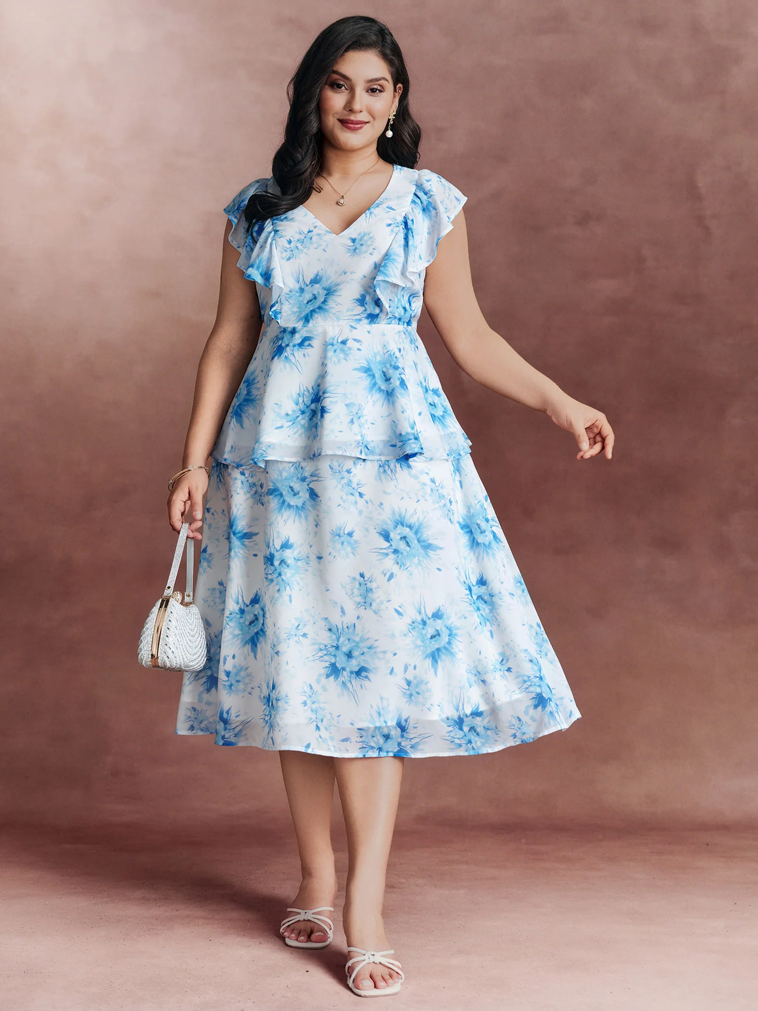 Floral Print Cinched-Flared Blouse - Image 2